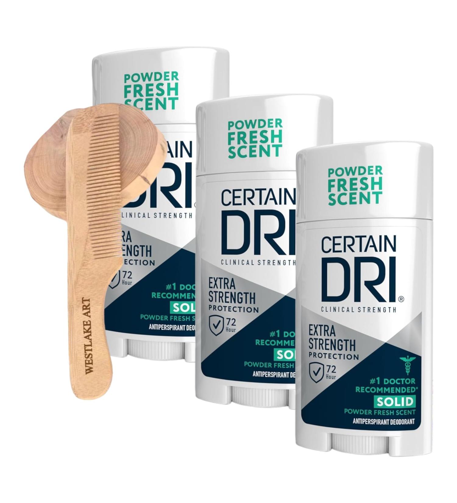 Clinical Strength Antiperspirant Deodorant for Women | 72-Hour Protection Solid Stick | Pack of 3 + Free Westlake Art Wooden Comb - Buy Online on GoSupps.com
