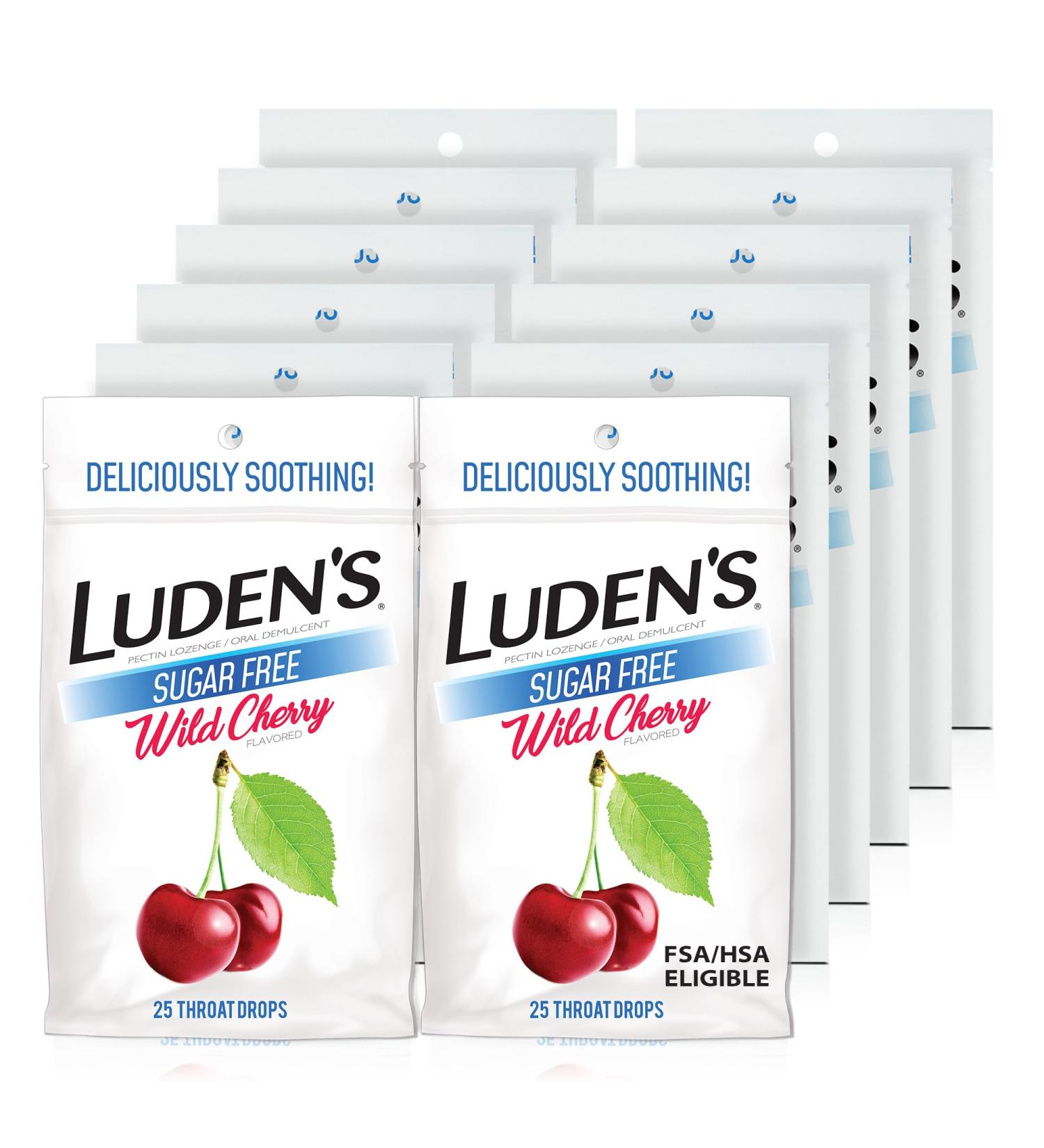 Luden's Sugar Free Wild Cherry Throat Drops Sore Throat Relief 25 Count (12 Pack) 25 Count (Pack of 12) Sugar Free Wild Cherry - Buy Online on GoSupps.com