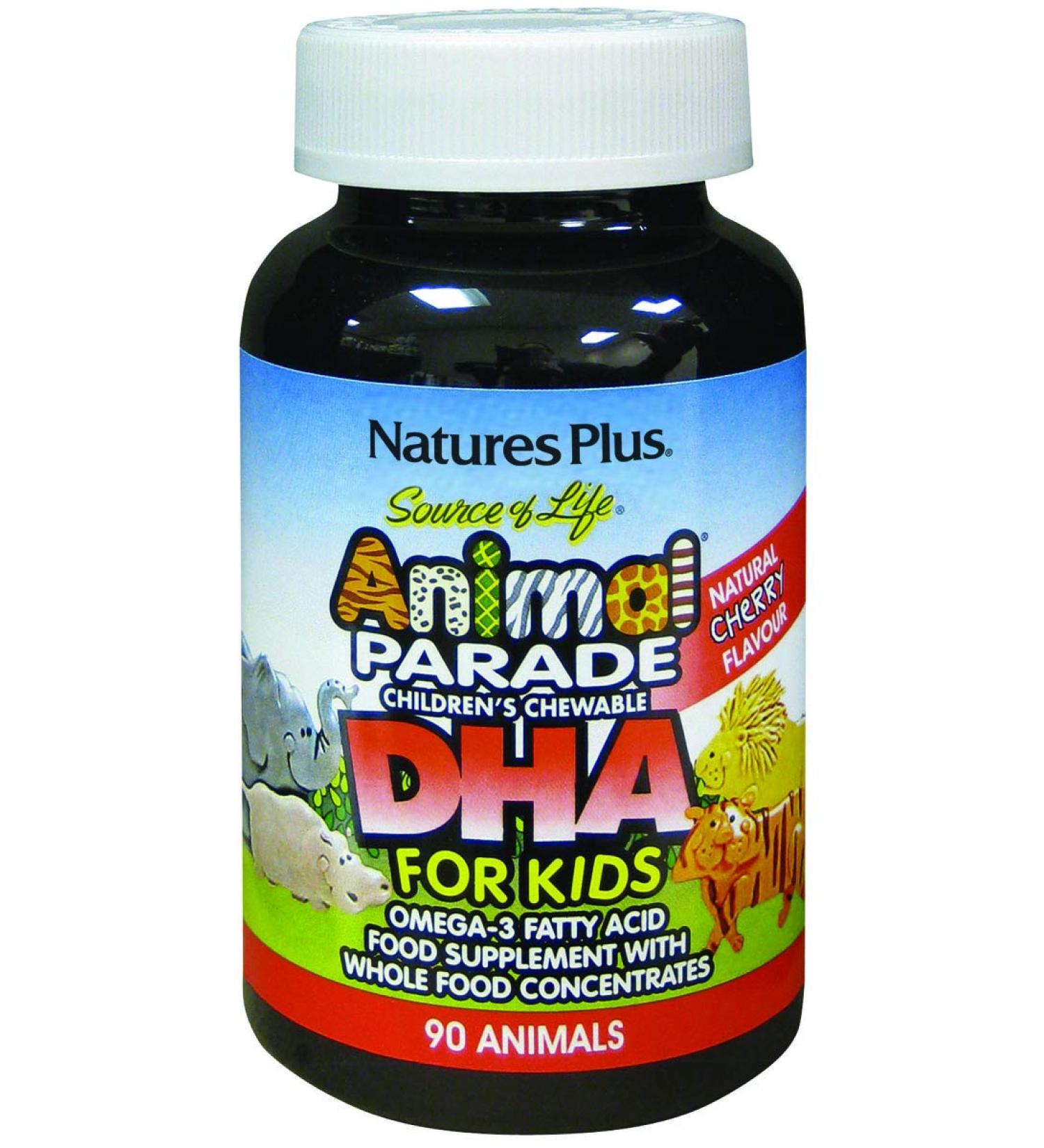 Nature's Plus Source of Life Animal Parade DHA - Chewable Cherry Tablets for Kids - 90 Count - Buy Online on GoSupps.com