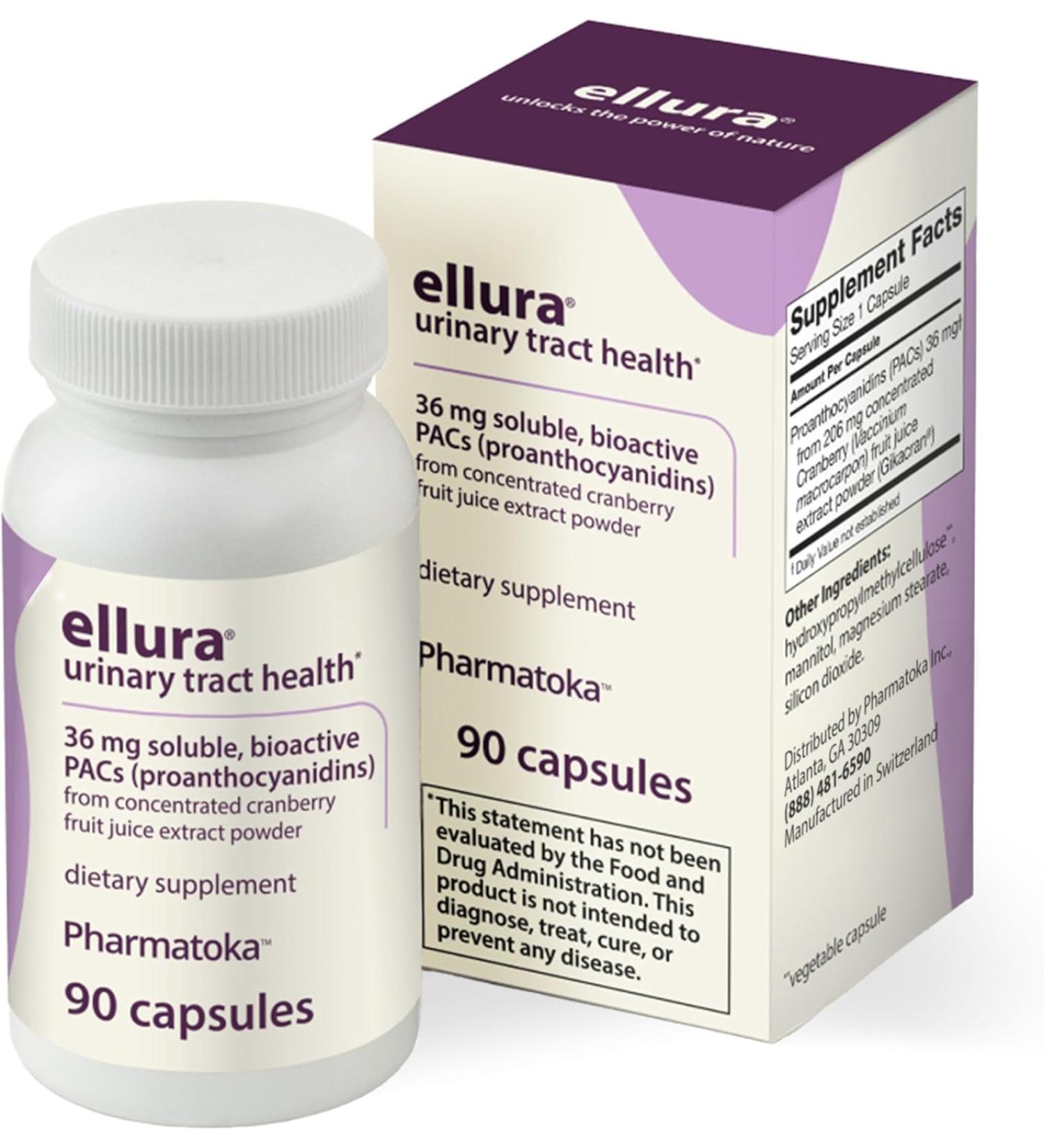 Ellura 36mg PAC (90 caps) Urinary Tract Supplement - 90 Count Pack - Highly Effective - Buy Online on GoSupps.com