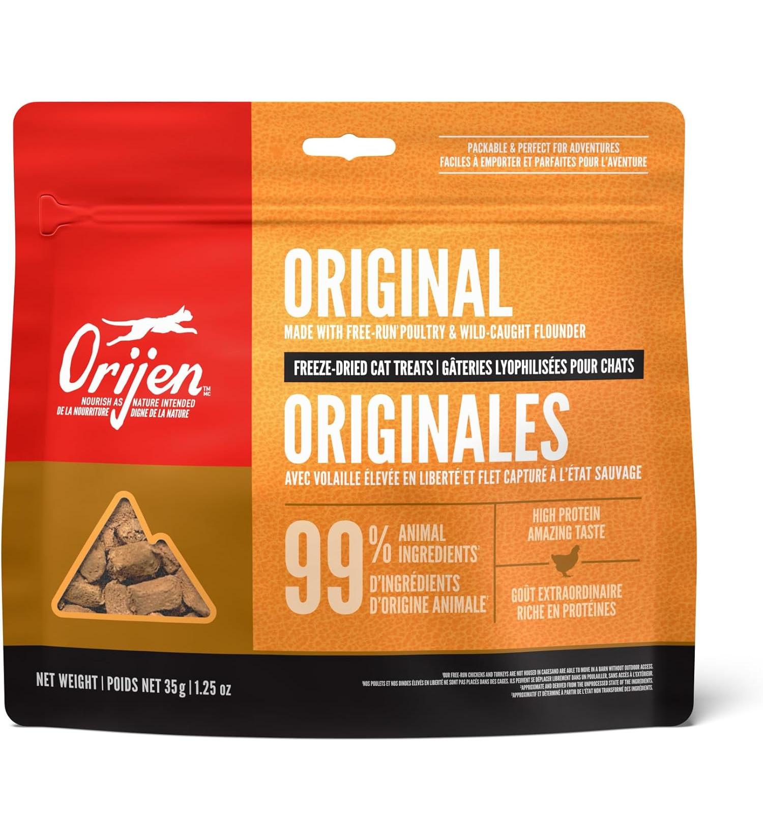 ORIJEN Freeze Dried Cat Treats - Grain Free, Natural & Raw Animal Ingredients - 1.25 oz - Buy Online on GoSupps.com