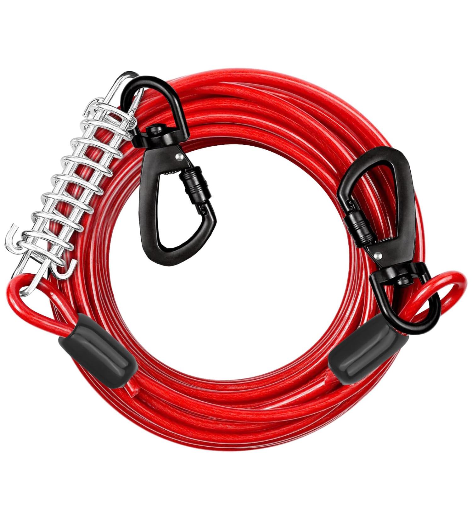 Hofleine 9m Tie Out Cable for Dogs | Shock-Damping Spring | Medium & Large Dogs | Outdoor Camping & Park Use - Red - Buy Online on GoSupps.com