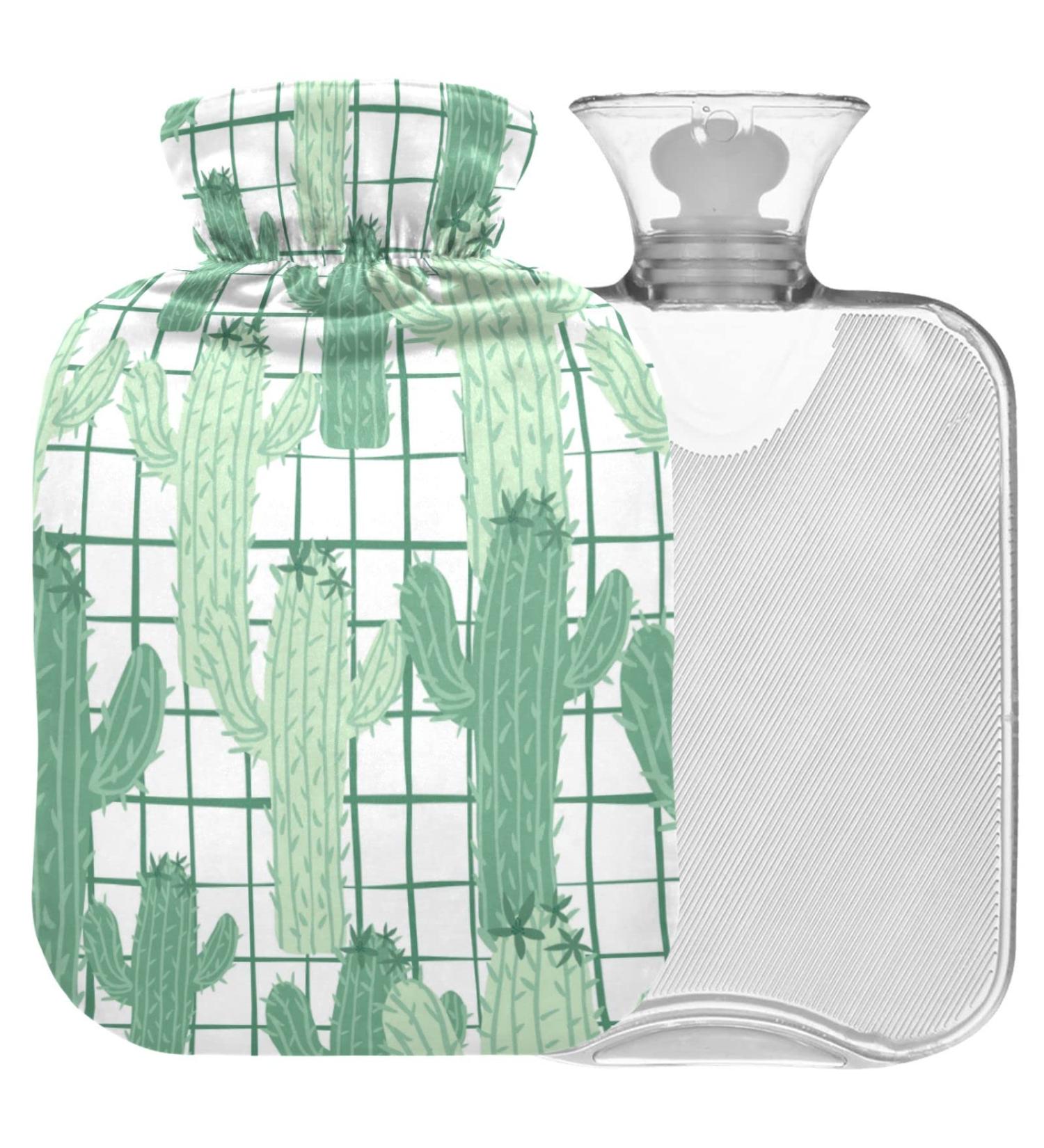 NAANLE 2L Hot Water Bottle with Abstract Plaid Cactus Cover - Menstrual Cramps Pain Relief & Heat Therapy - Buy Online on GoSupps.com