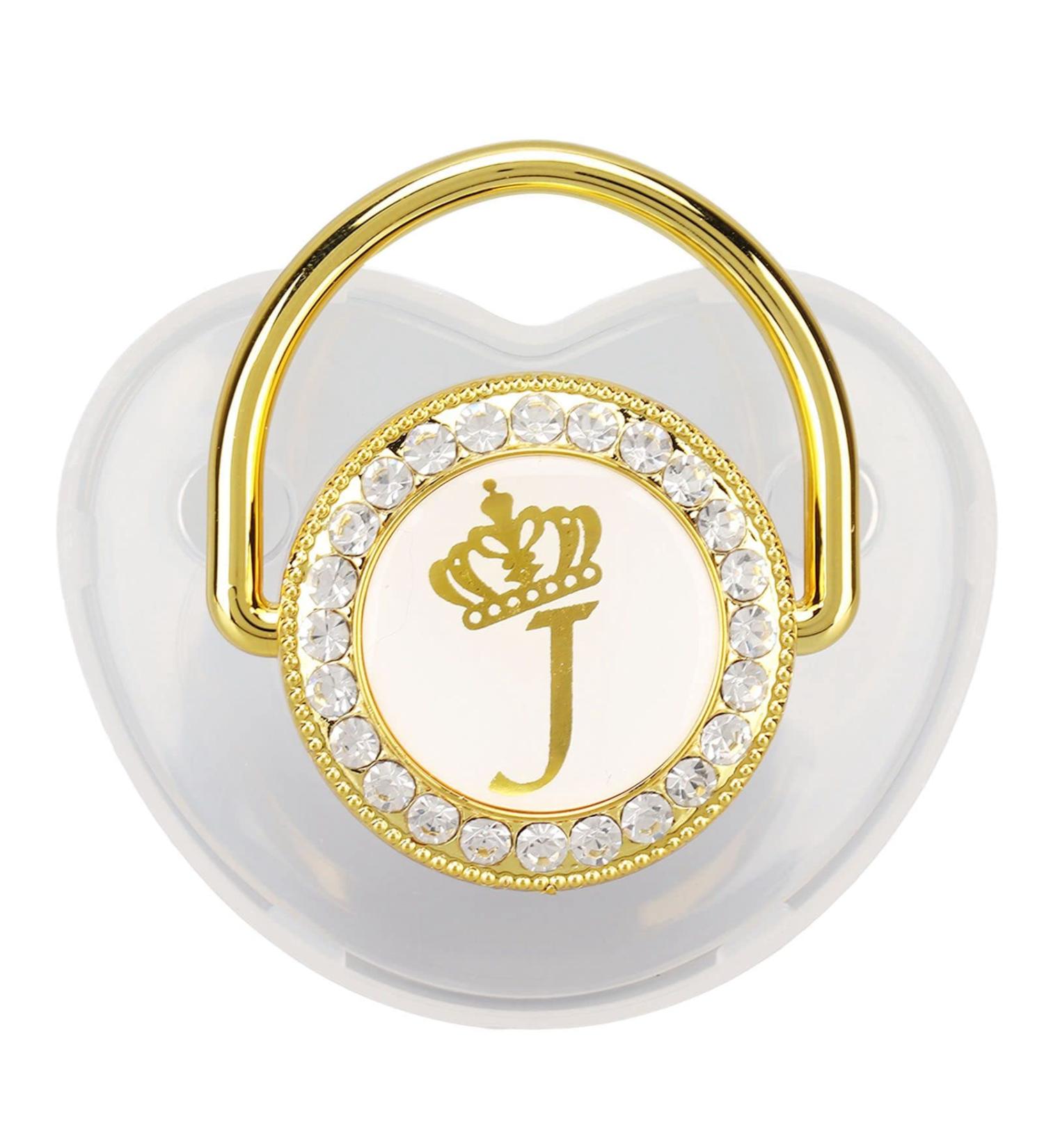 Baby Pacifier Teething Toy with Rhinestone Nipple - Personalized Letter J for Baptism & Bathing (6-18 Months) - Buy Online on GoSupps.com