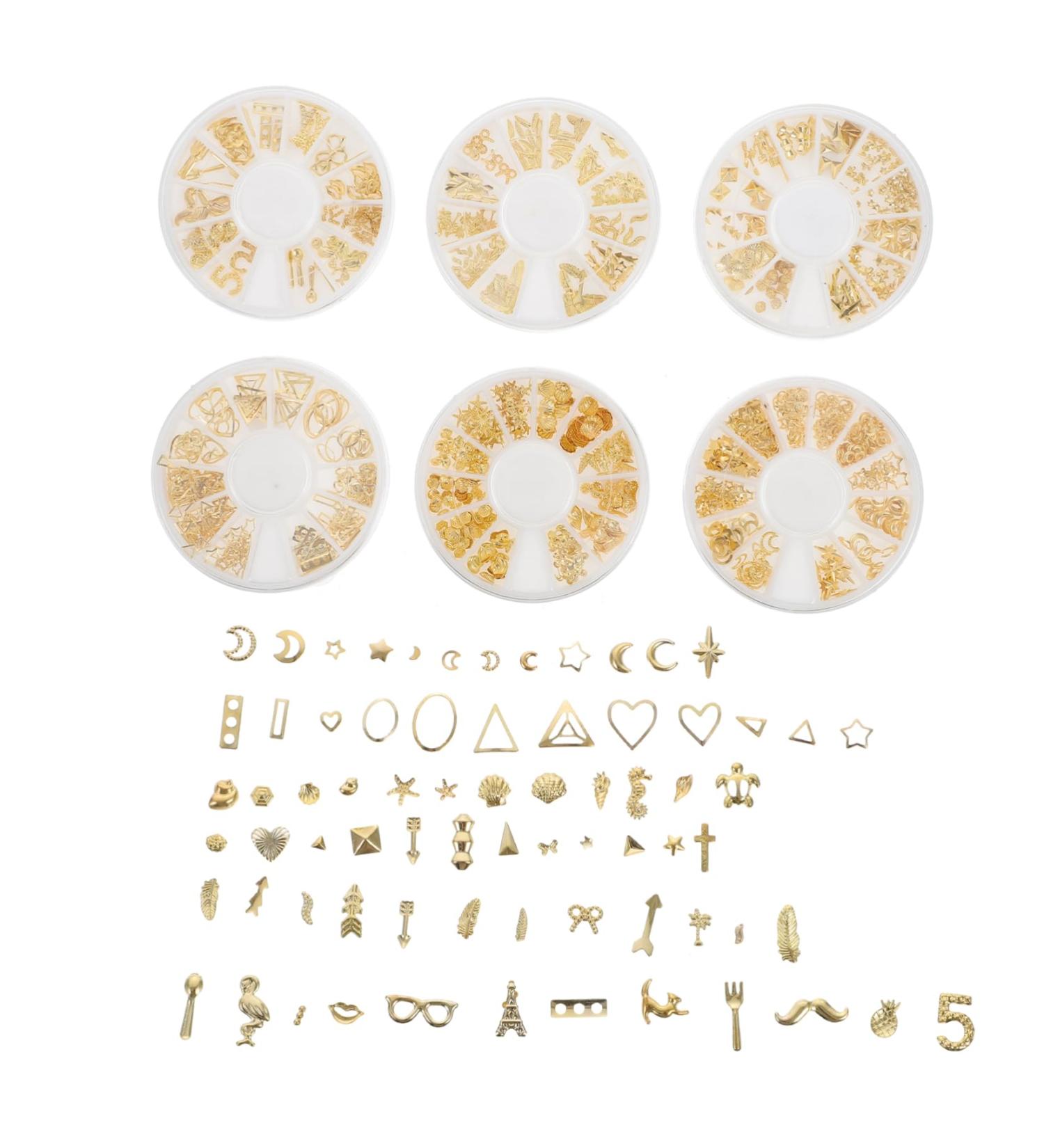 minkissy 6 Boxes Accessories Nail Art Charm Nail Alloy Small Decoration Chic Nail DIY Decors Nail Alloy Decor Nail Decor Accessory trinkets Charm Decorate Japanese Hollow Out Amulet Rivet - Buy Online on GoSupps.com