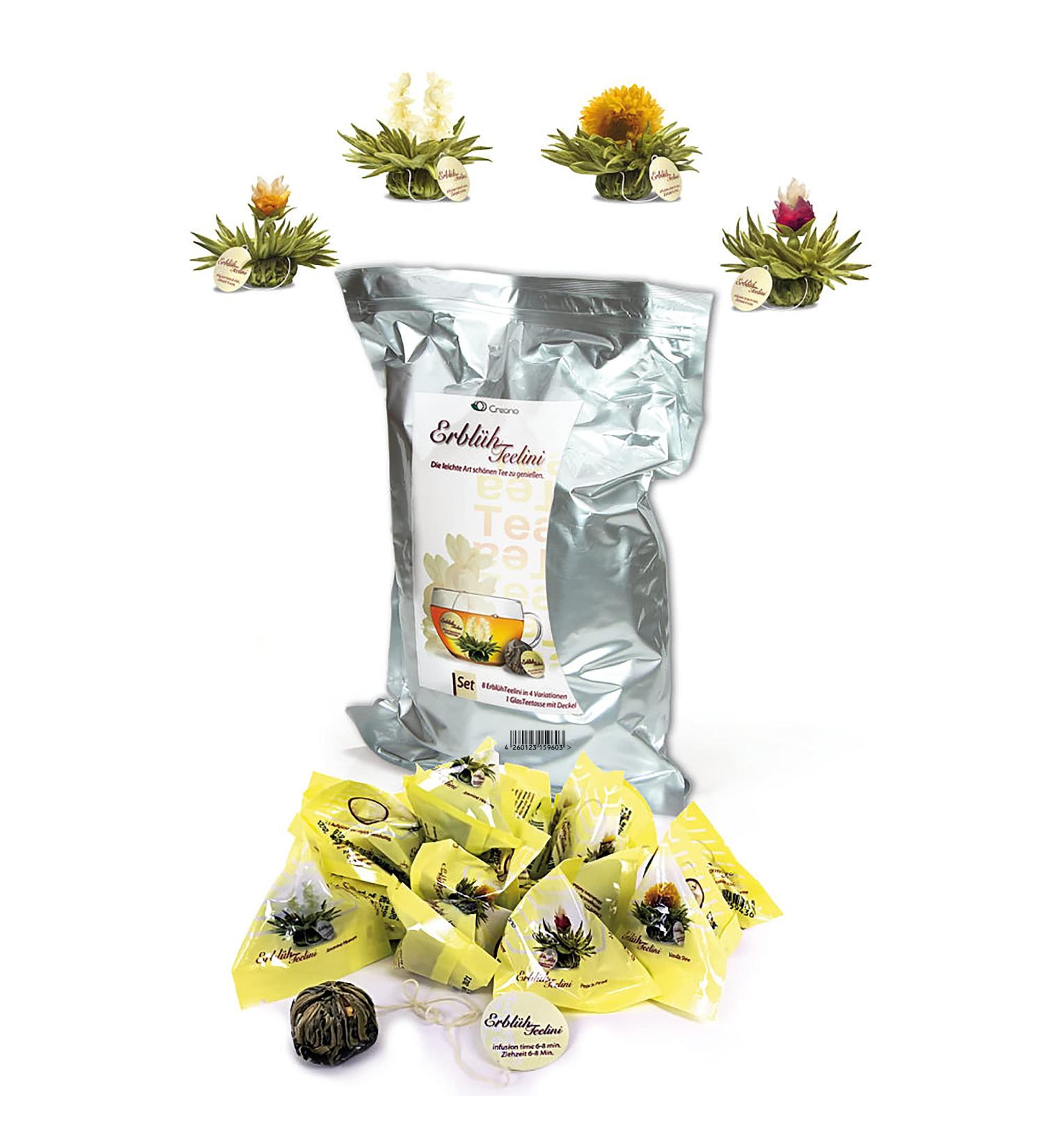 Creano tea blumes 36 tea balls in cup format tealini white tea large pack blossom in bulk pack tar lunches blooming tea flowering tea