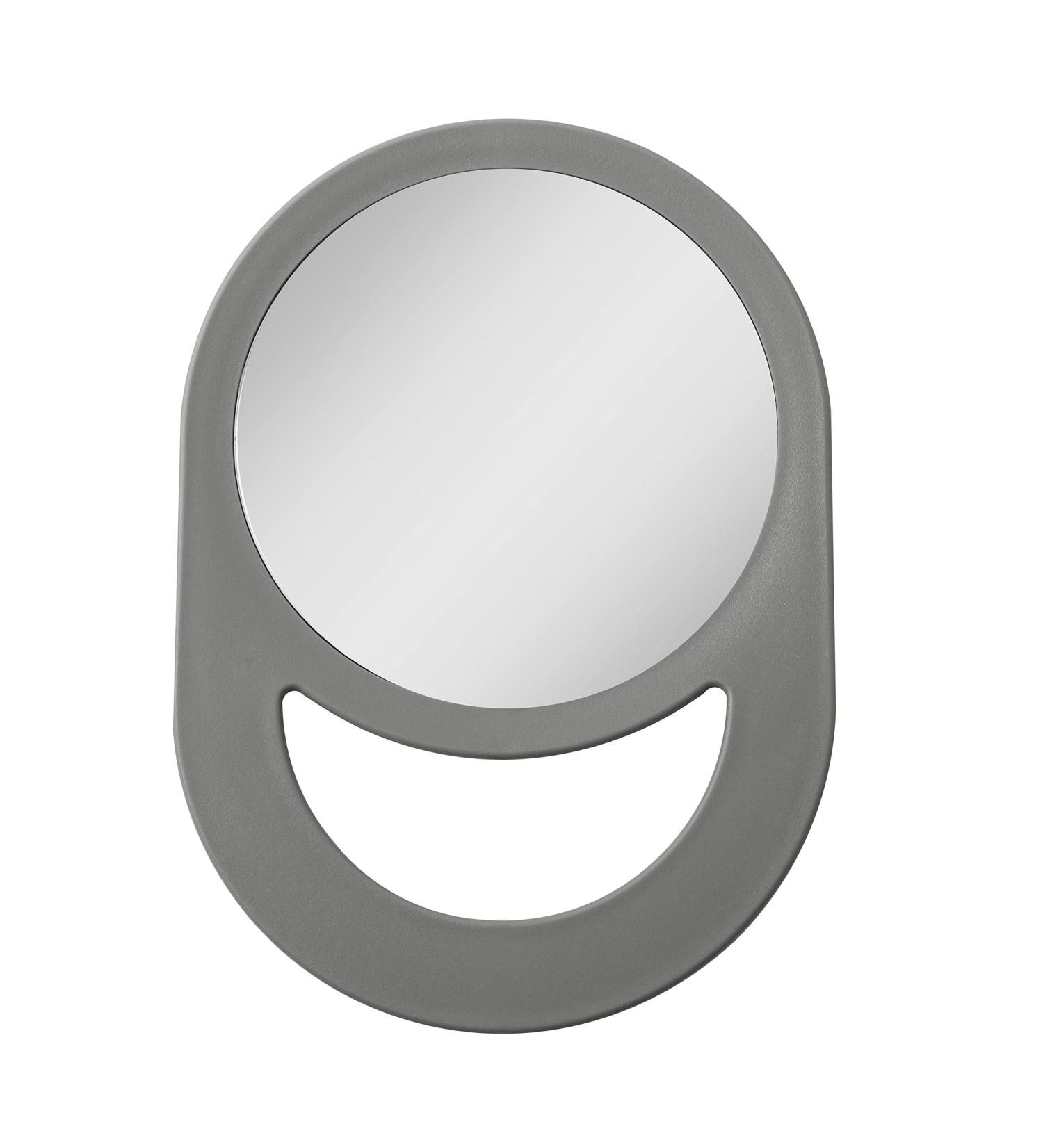 Zadro 10x7 Oblong Hand Mirror | Round Glass Handheld Mirror with Modern Ergonomic Handle | 6 Dia. Pill Shape Mirror | 10.5 x 7.5 Grey - Buy Online on GoSupps.com