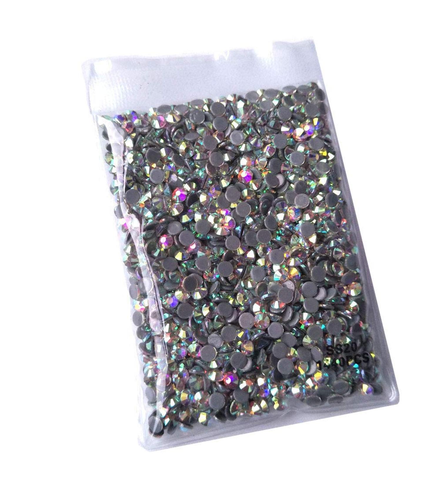 Queenme 1440pcs AB SS20 Hotfix Rhinestones 20SS Flatback Crystals for Clothes Shoes Crafts Hot Fix 5MM Round Glass Gems Stones Flat Back Iron on Rhinestones for Clothing AB 1440pcs SS20
