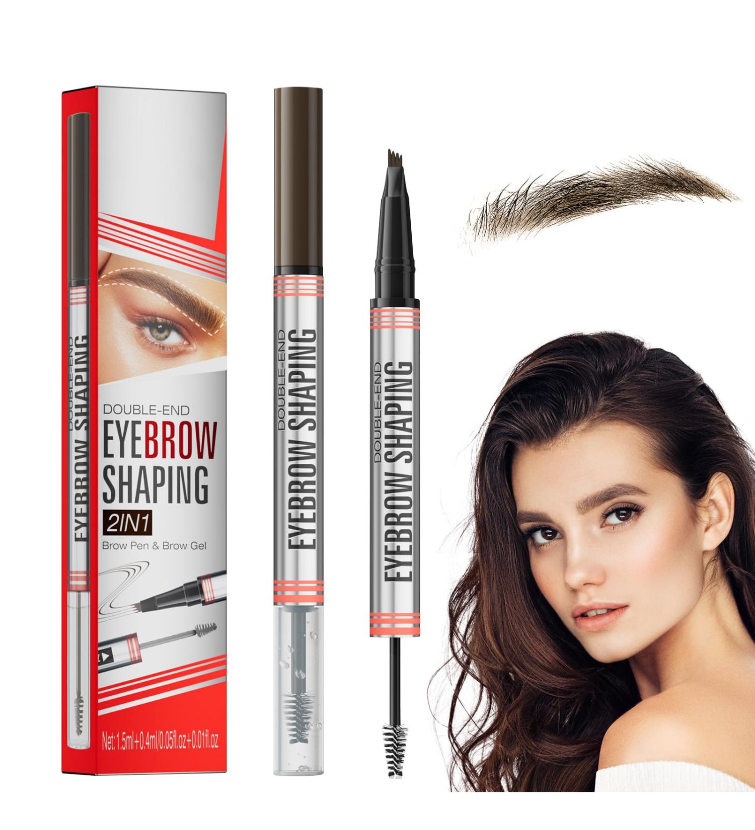  ACAREY Eyebrow Pencil & Eyebrow Gel 2 in 1 with 4 Teeth Micro Fork Tip Applicator Clear Gel for Strong Eyebrows Produces Natural 3D Eyebrows (02# Dark Brown) - Buy Online on GoSupps.com