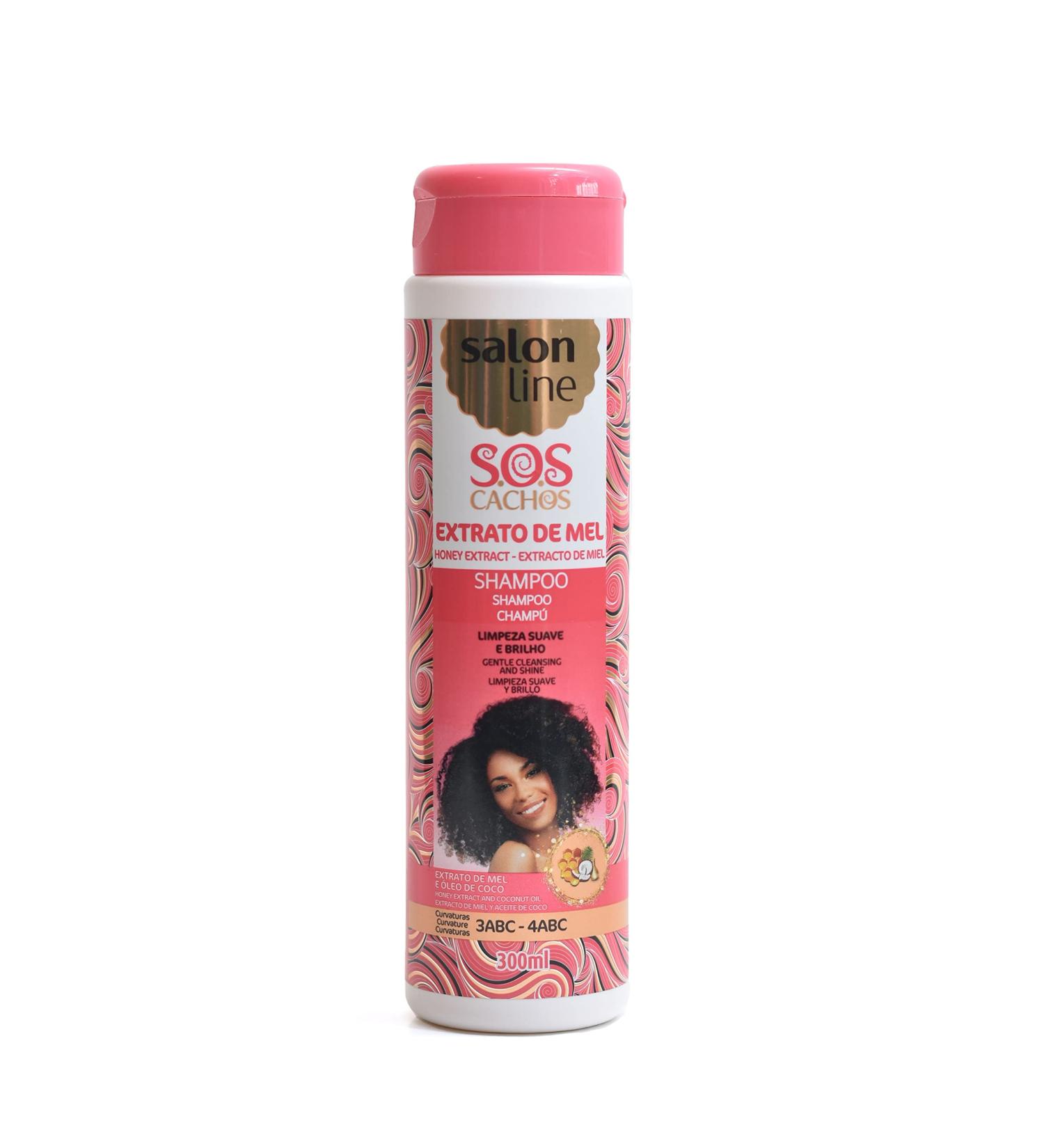 Salon Line Shampoo S.O.S Cachos Extrato de Mel Nutritivo 300 Ml (Honey and Coconut Oil)10.1 OZ - Moisturizing - Nutrition - Shine and Softness Curl Girl Method - Buy Online on GoSupps.com