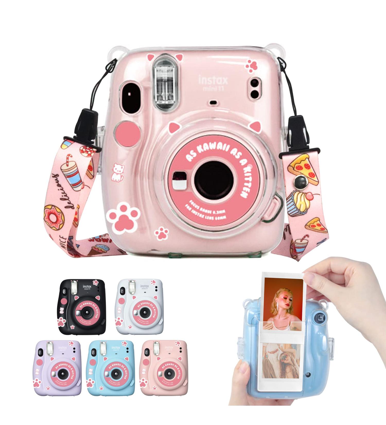 Leonuliy Mini 11 Camera Protective Case with Shoulder Strap and Sticker - Crystal Clear PVC for Fujifilm Instax Mini 11 Instant Camera - Buy Online on GoSupps.com