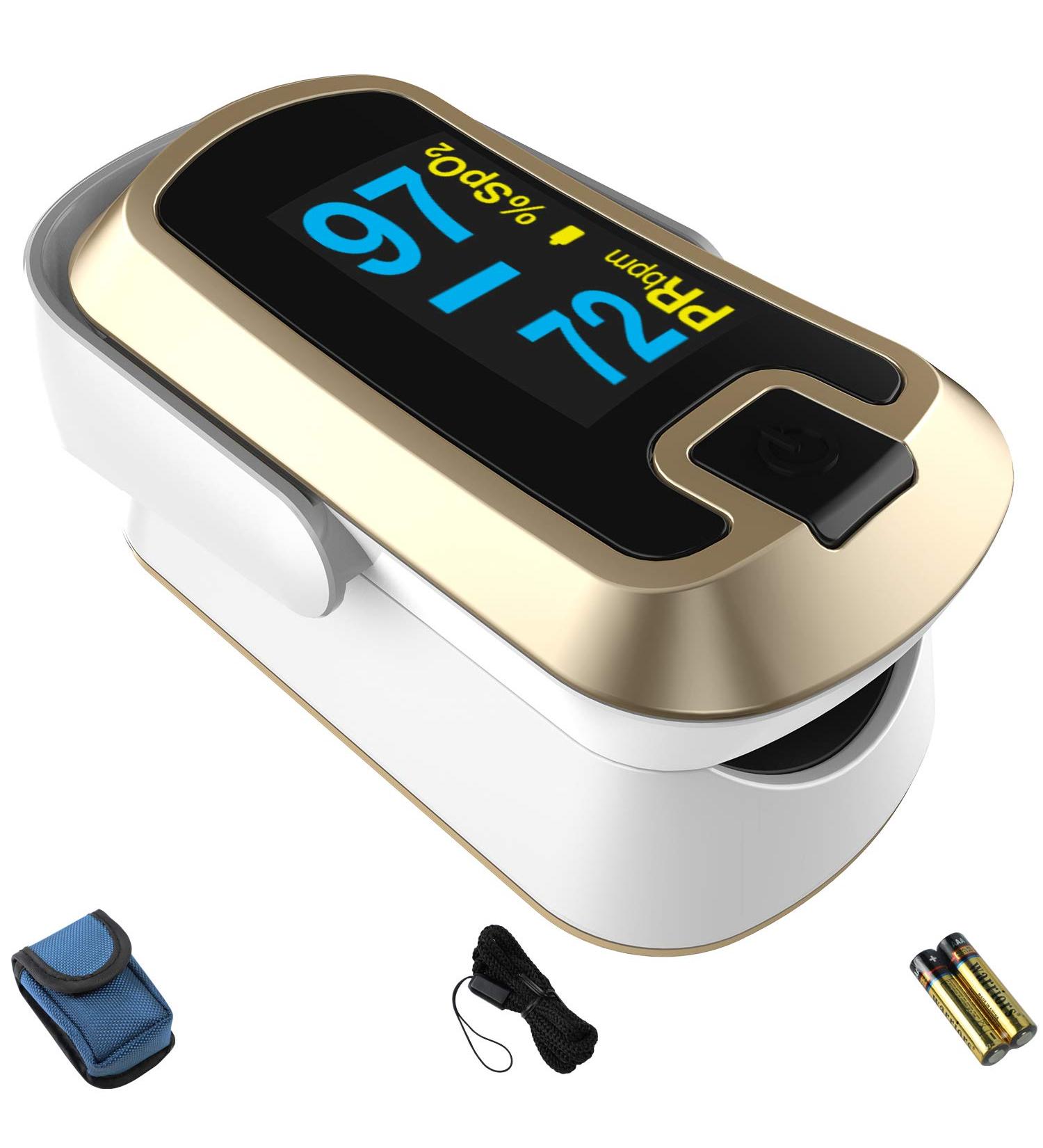 Mibest OLED Finger Pulse Oximeter - O2 Meter Dual Color White/Luxury Gold - Buy Online on GoSupps.com