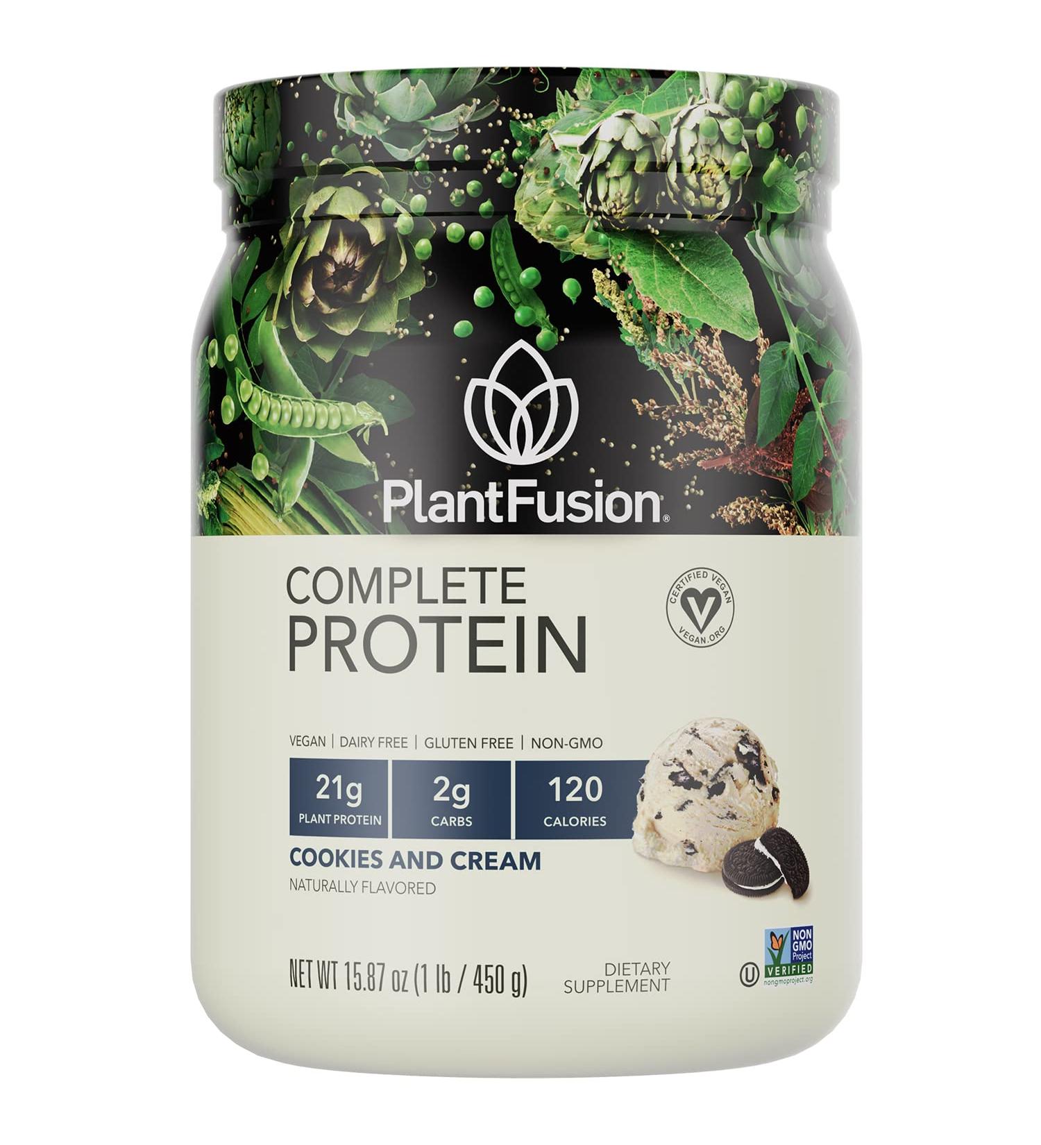 PlantFusion Complete Vegan Protein Powder - Plant Based Protein Powder With BCAAs, Digestive Enzymes and Pea Protein - Keto, Gluten Free, Soy Free, Non-Dairy, No Sugar, Non-GMO - Cookies & Cream 1 lbPlantFusion Complete Vegan Protein Powder - Plant Based  - Buy Online on GoSupps.com