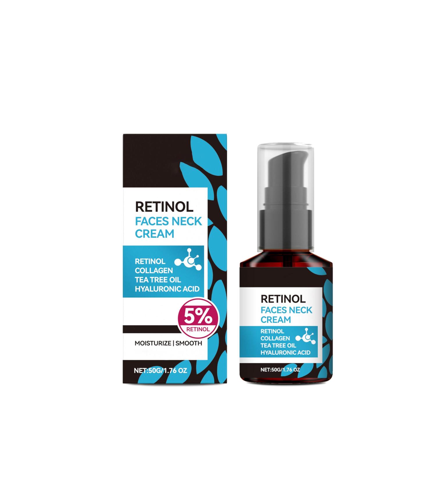 5% Retinol Face & Neck Cream With Collagen & Hyaluronic Acid Supports Smooth-Looking Skin For All Skin Types 50g / 1.76oz - Buy Online on GoSupps.com
