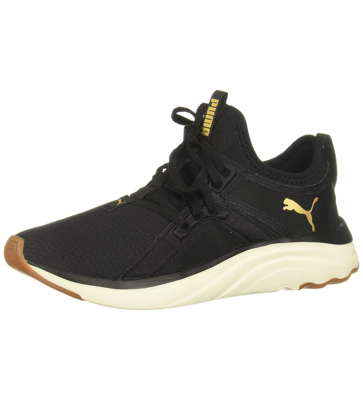 PUMA Women's Softride Sophia Running Shoe 8 - Eco Black/Gold/Marshmallow - Buy Online on GoSupps.com
