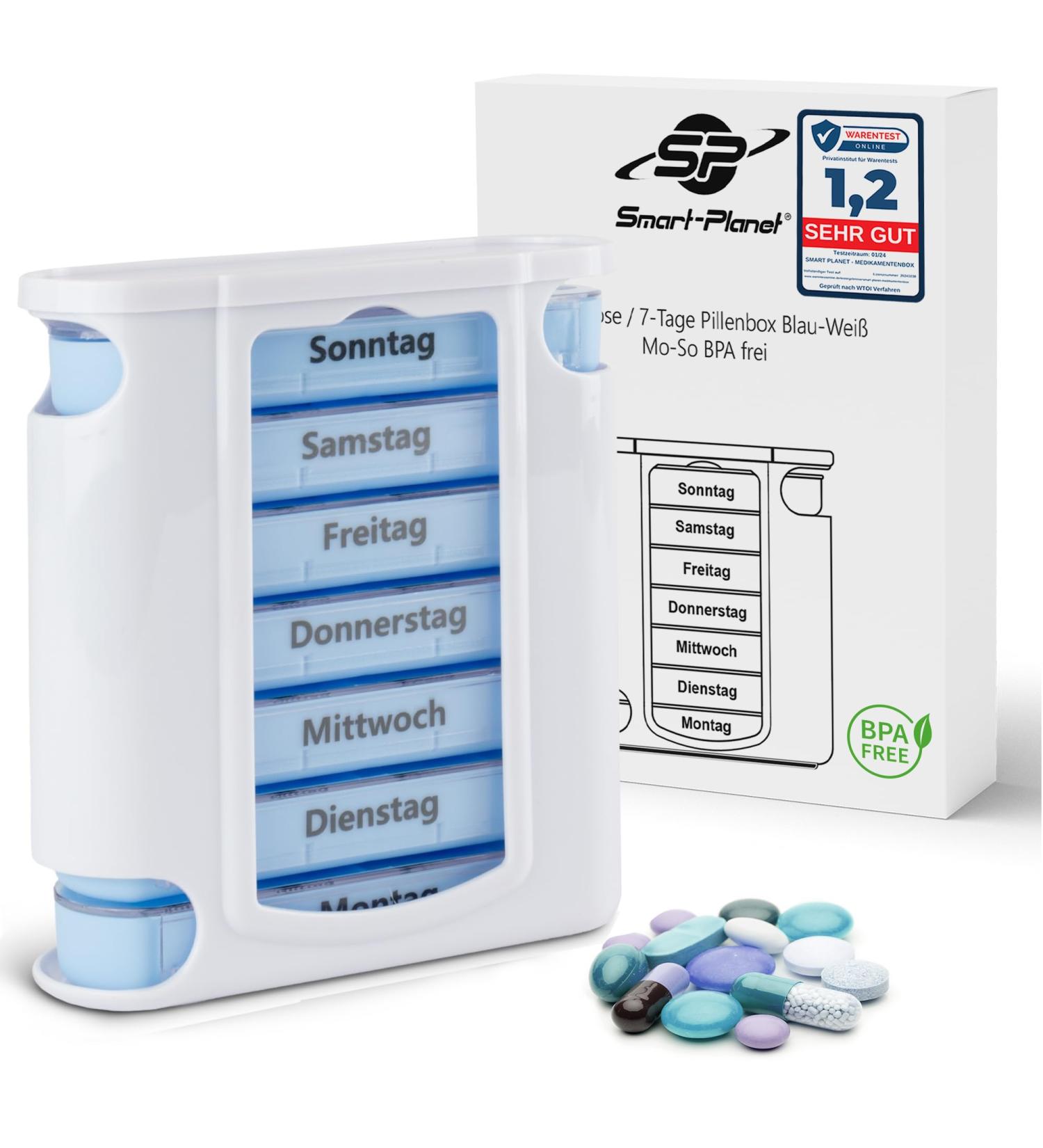 Smart Planet Tablet Box - 7-Day Pill Organizer with 4 Compartments | Senior-Friendly Medication Reminder for Morning Evening & Night - Ideal for Travel - Buy Online on GoSupps.com