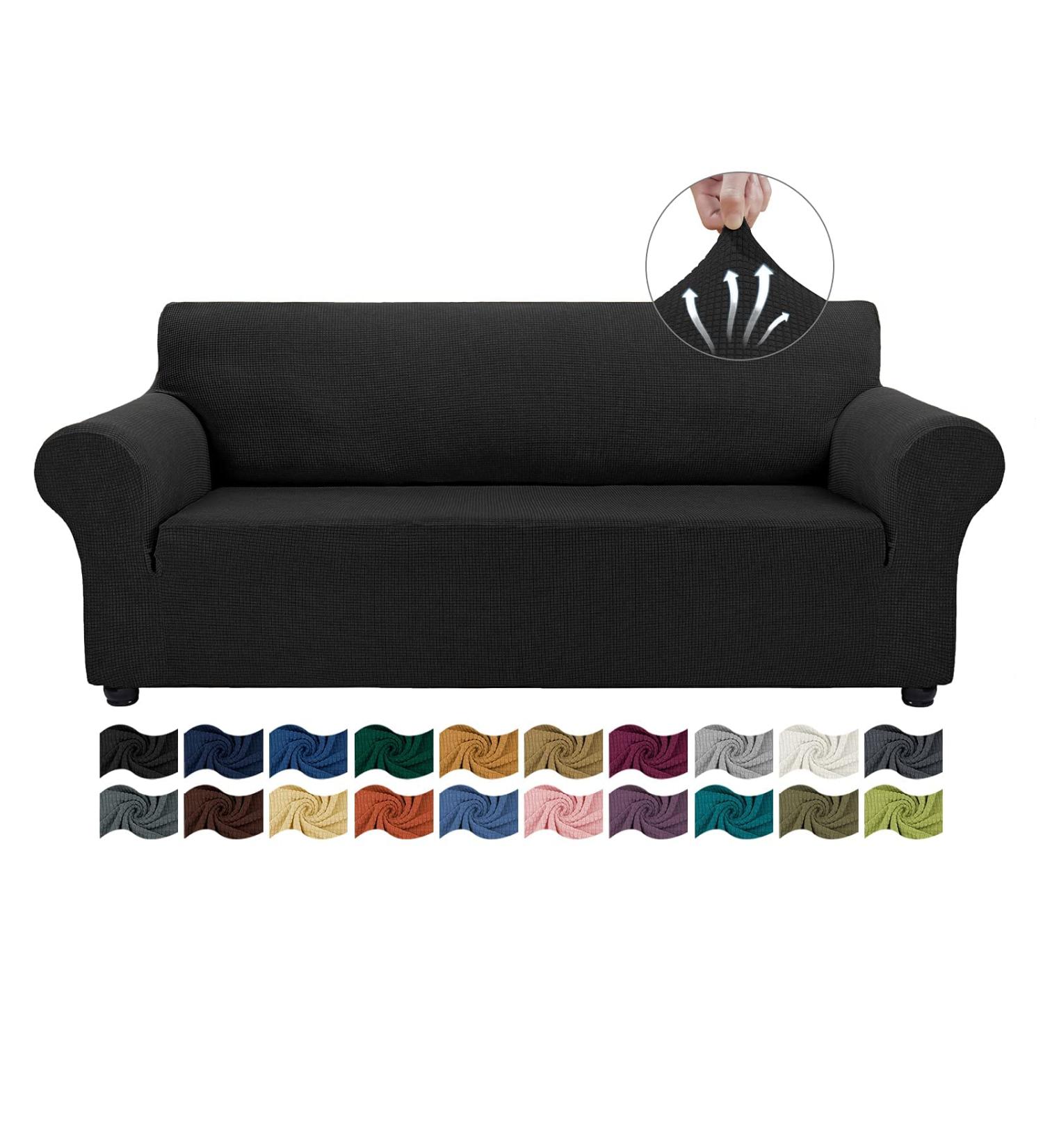 Asnomy Couch Covers for 3 Cushion Couch Stretch Sofa Covers Slipcovers  Pet Protector Furniture Covers for Dogs Cats Spandex Jacquard Fabric Small Checks(Large  Black) Black Large - Buy Online on GoSupps.com