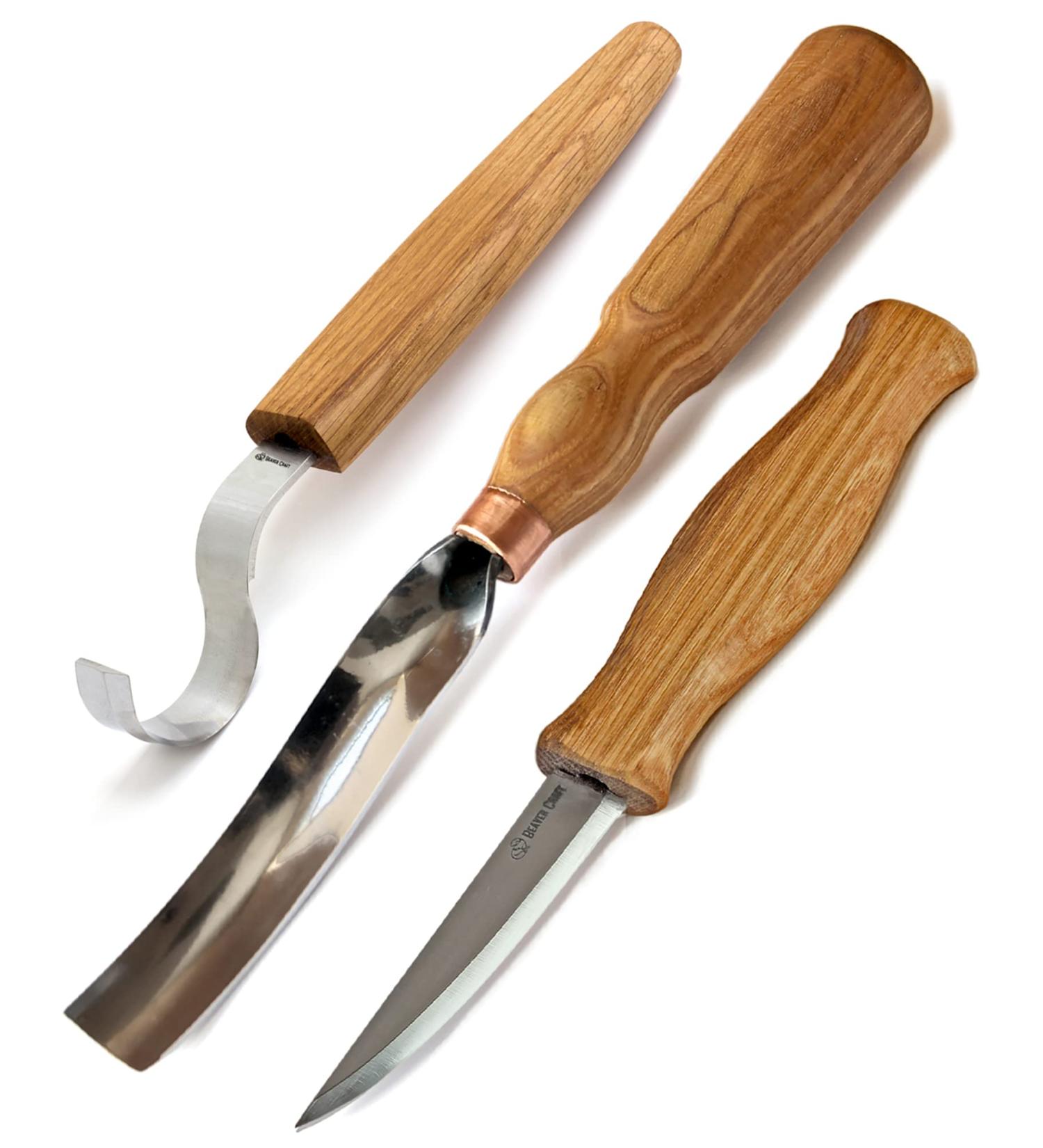 BeaverCraft S14 Wood Carving Tools Kit - Spoon Carving Set with Hook Knife, Gouges, and Bowl Kuksa Scoop Cup Carving Tools - Buy Online on GoSupps.com
