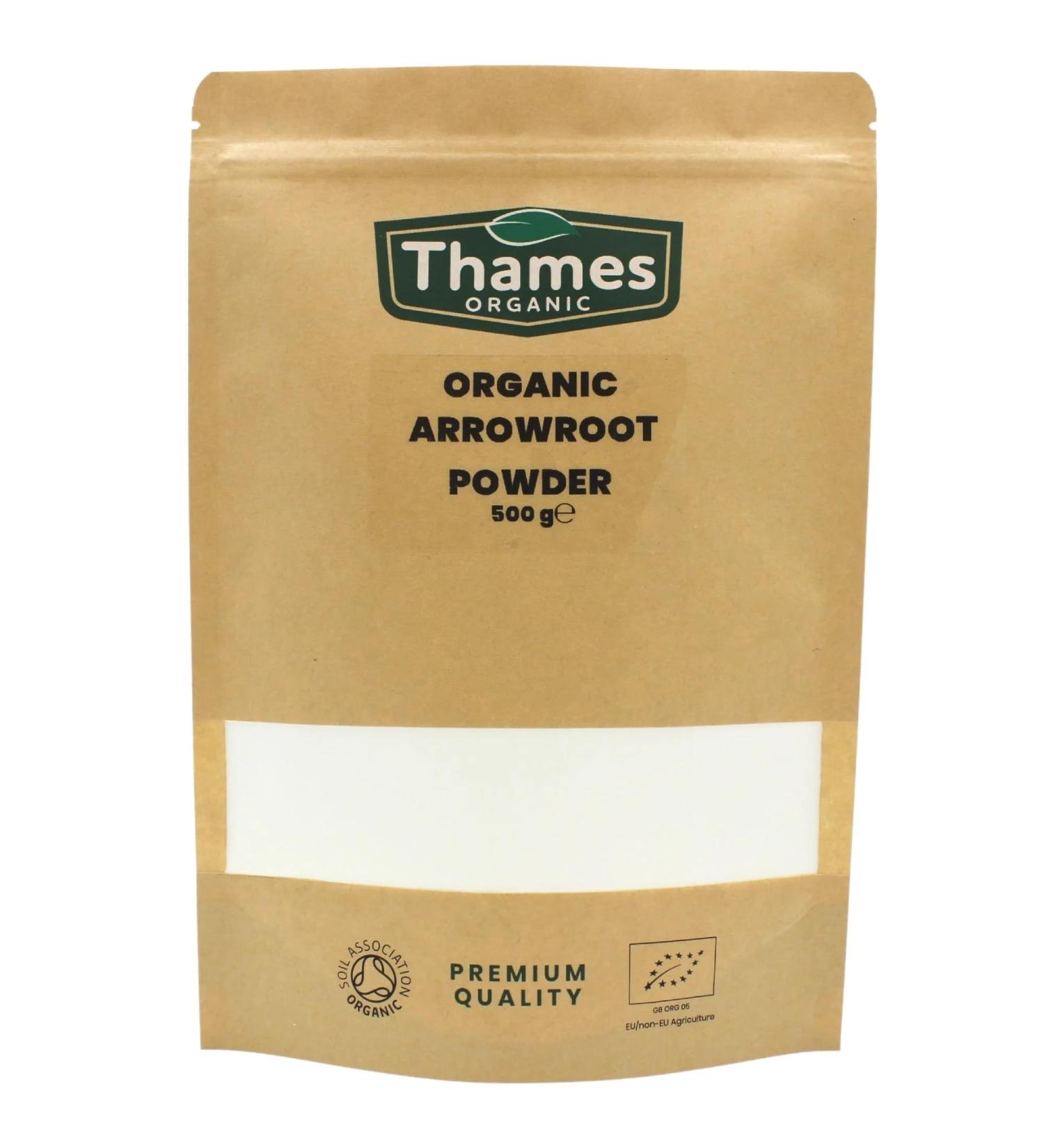 Organic Arrowroot Powder 500g - Non-GMO Thickening Agent for Baking/Cooking - Vegan Certified - Thames Organic - Buy Online on GoSupps.com
