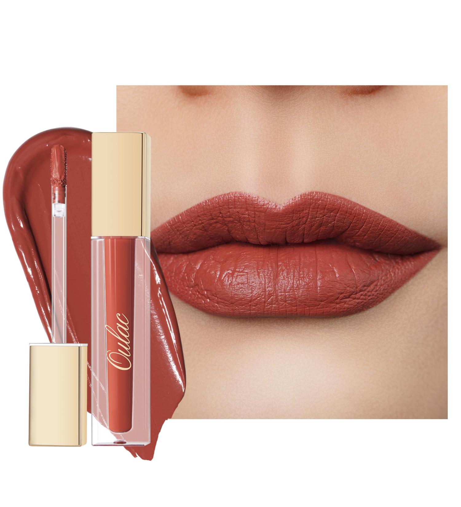 Oulac Liquid Matt Lipstick - Orange Amber | Long-Lasting Vegan Gluten-Free | 4.5ml Retro Kiss | Intensive Color & Precise Applicator - Buy Online on GoSupps.com