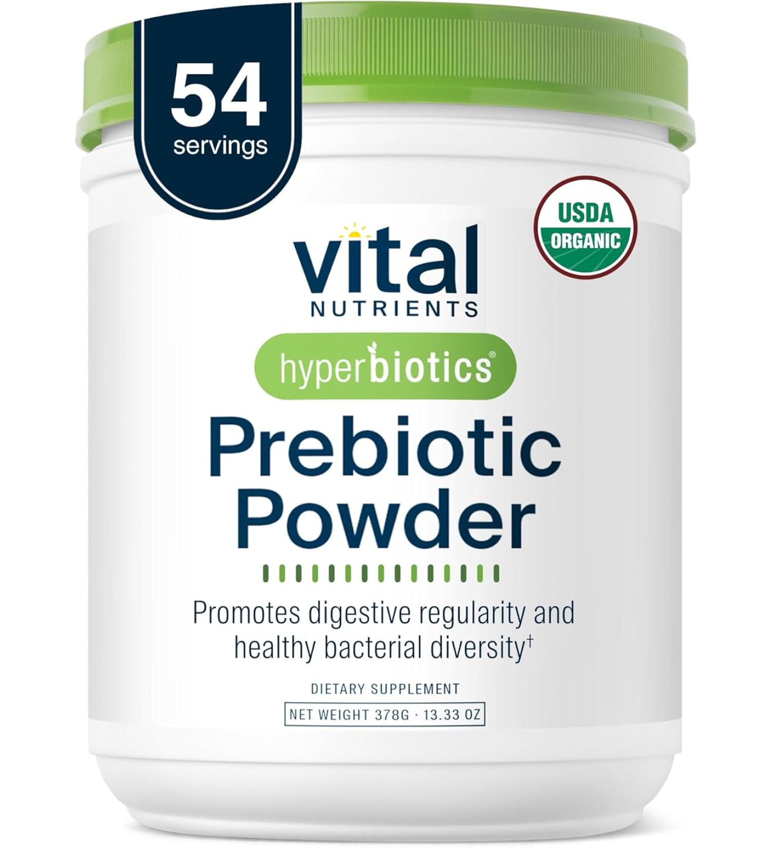 Hyperbiotics Vital Nutrients Organic Prebiotic Fiber Powder | Supports Gut Health and Digestive Regularity - Vegan Organic Fiber Powder | 54 Servings - Buy Online on GoSupps.com