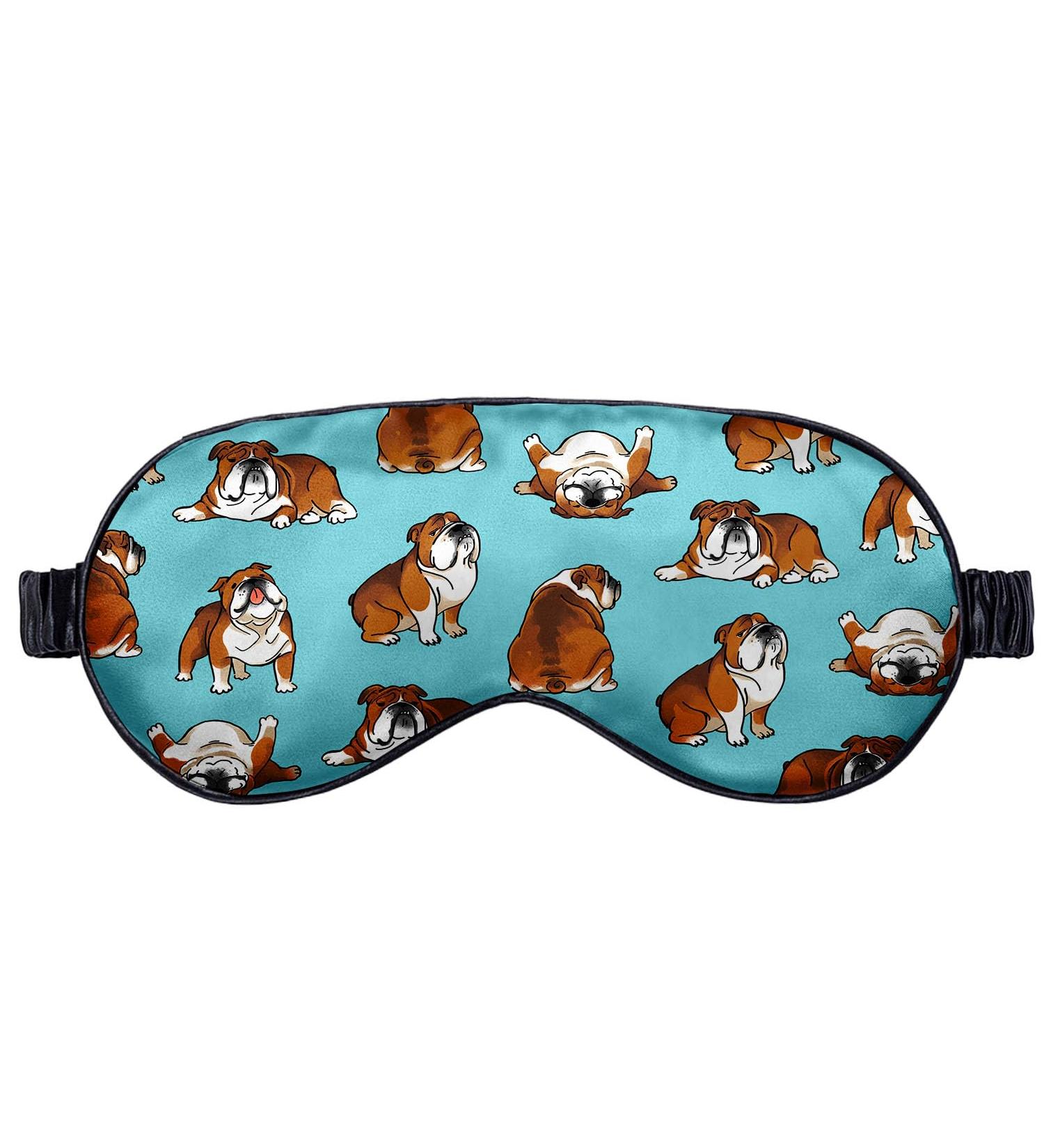 WIRESTER Soft Satin Silk Eye Mask - Comfortable Sleep Mask for Men Women & Kids | Adjustable Strap | English Bulldog Design - Buy Online on GoSupps.com
