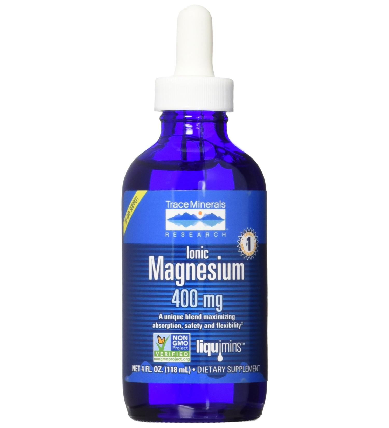 Trace Minerals Liquid Ionic Magnesium 400mg - 4oz (Pack of 1) | High Absorption Formula - Buy Online on GoSupps.com