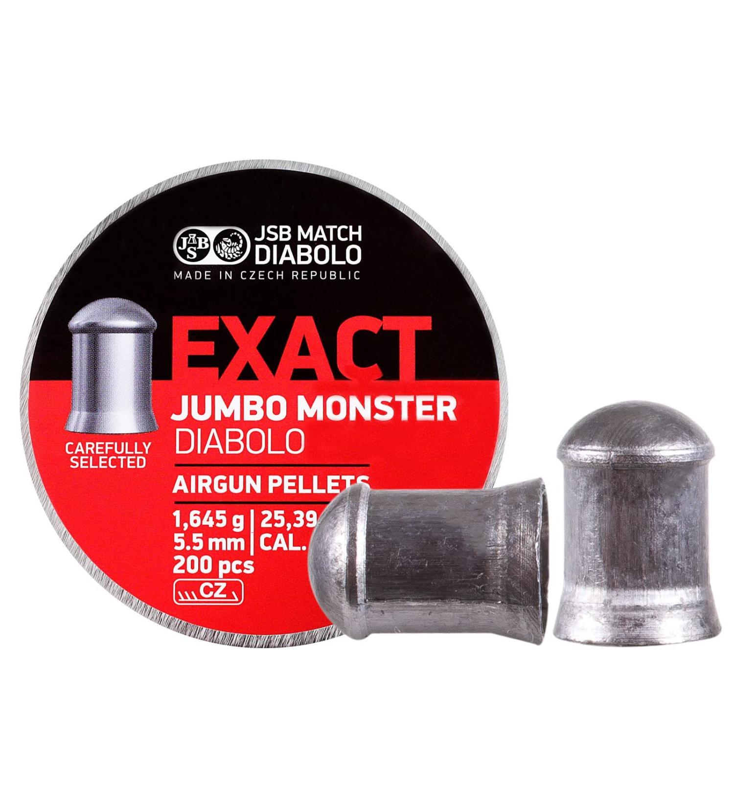 JSB Match Diabolo Exact Jumbo Monster .22 Cal, 25.39 Grains, Domed, 200ct