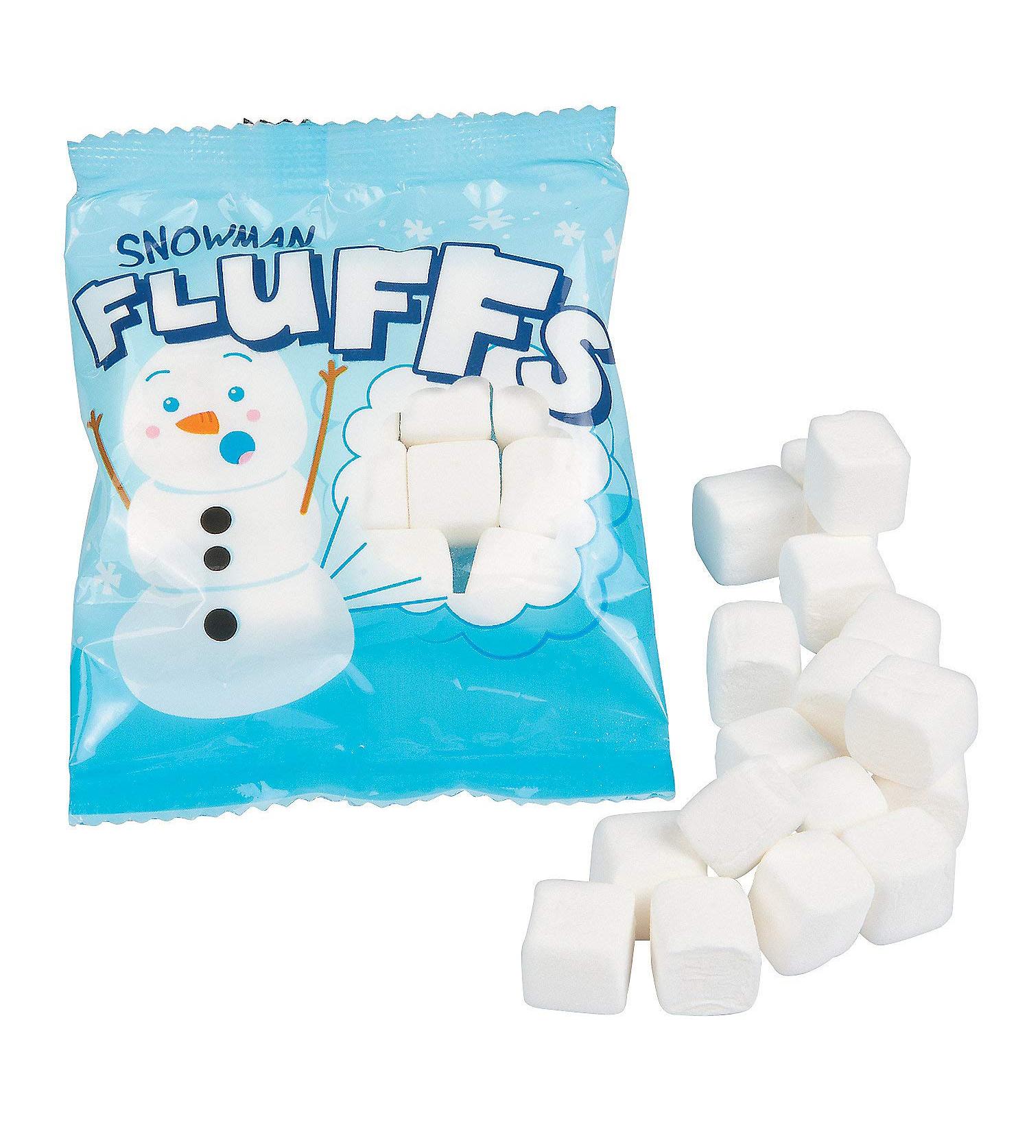 Snowman Fluffs Marshmallow Candy Packs (72 bags) Bulk Winter and Christmas candies