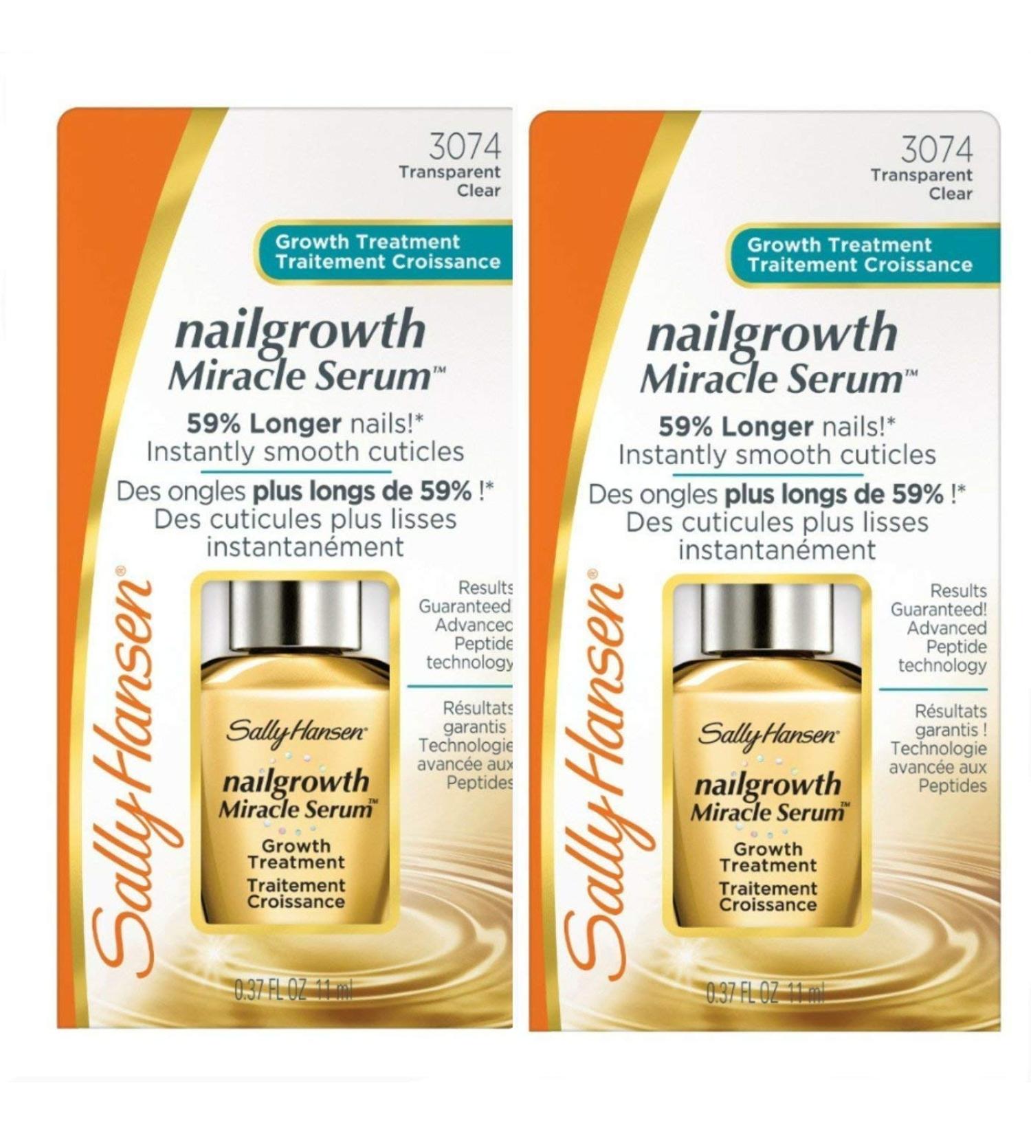 Sally Hansen Nailgrowth Miracle Serum Clear 3074 0.37 oz - Pack of 2 | Nail Strengthener Formula | 0.37 Fl Oz x 2 - Buy Online on GoSupps.com