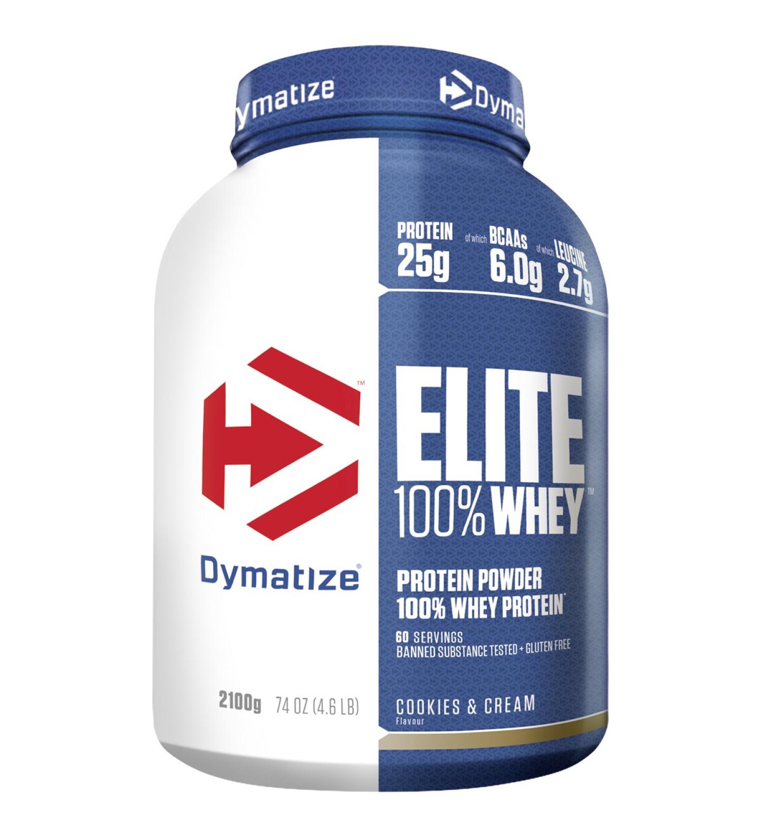 Dymatize Elite Whey Protein Cookies & Cream 2.1kg - High Protein Low Sugar BCAAs | International Shipping Available - Buy Online on GoSupps.com