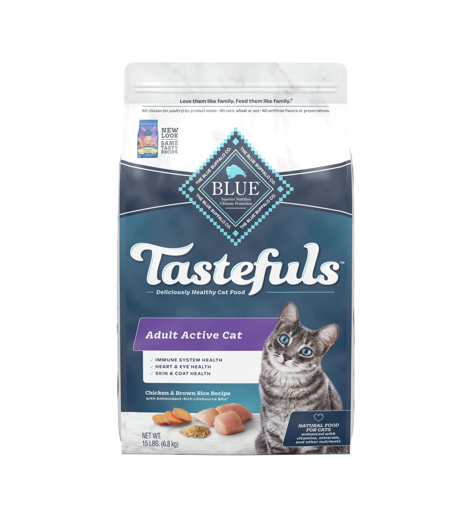 Blue Buffalo Tastefuls Active Adult Dry Cat Food - Chicken & Brown Rice 15lb (1 Pack) - Buy Online on GoSupps.com
