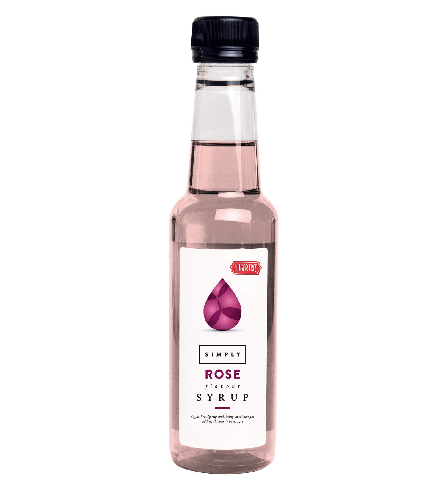 Simply Sugar Free Rose Syrup Low Calorie Vegan & Nut Free Flavoured Syrup for Coffee Cocktails & Baking (250ml) Rose 250ml
