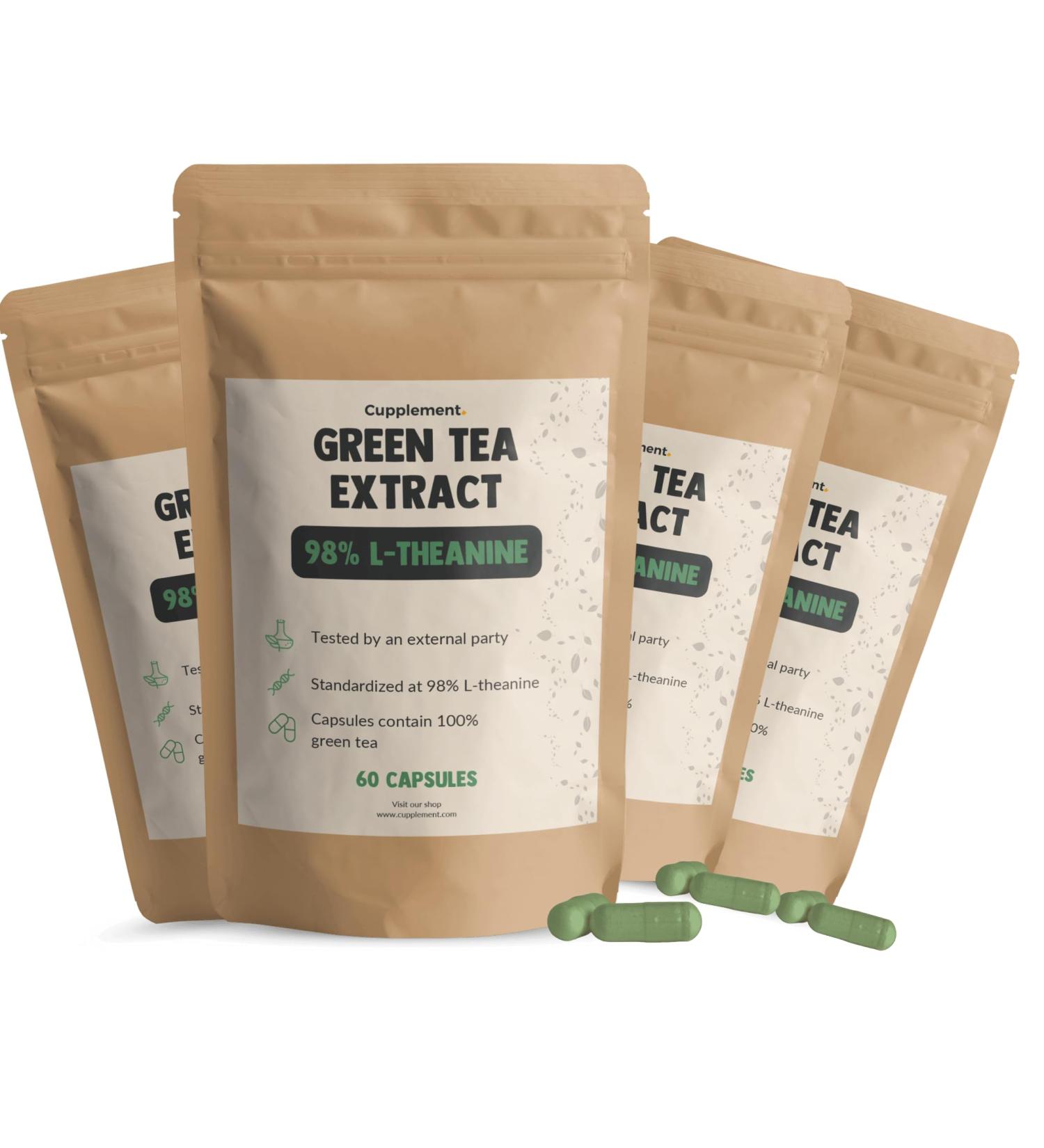  Cupplement Green Tea Extract Capsules 98% L-Theanine 500mg Per Capsule (Multipack) - Buy Online on GoSupps.com