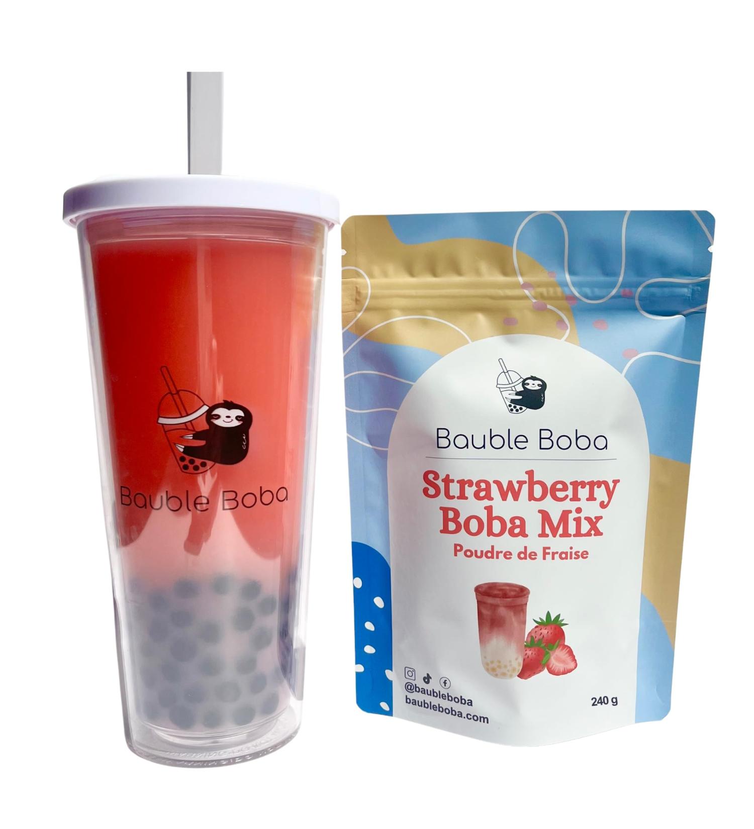 Bauble Boba Instant Bubble Tea Powder Drink Mix - 240g - Strawberry - Buy Online on GoSupps.com