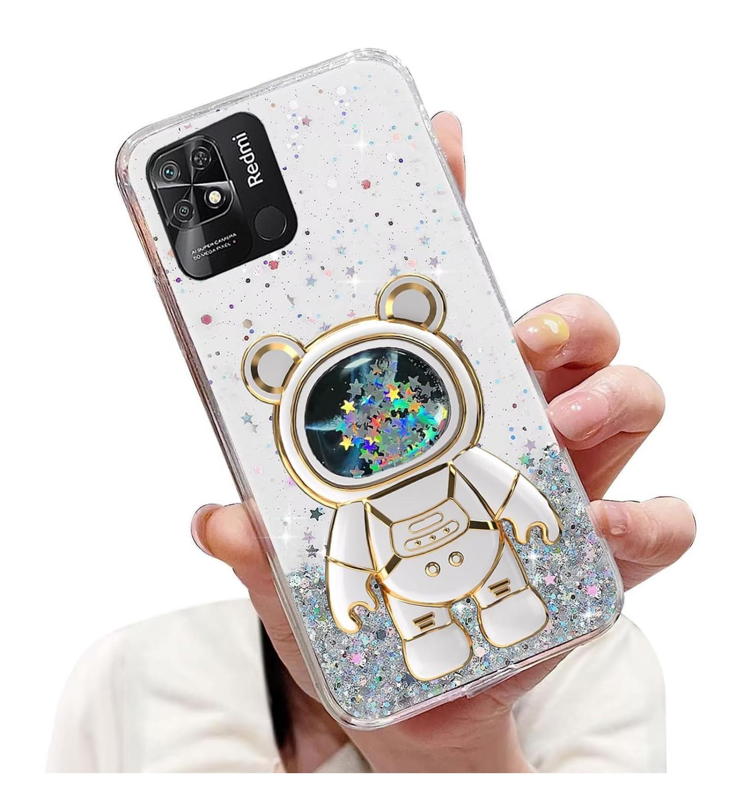 Buy Tivenfezk Nadoli Glitter Astronaut Case for Xiaomi Redmi 10c - Soft Silicone Hidden Stand & Transparent Protective Cover - Buy Online on GoSupps.com