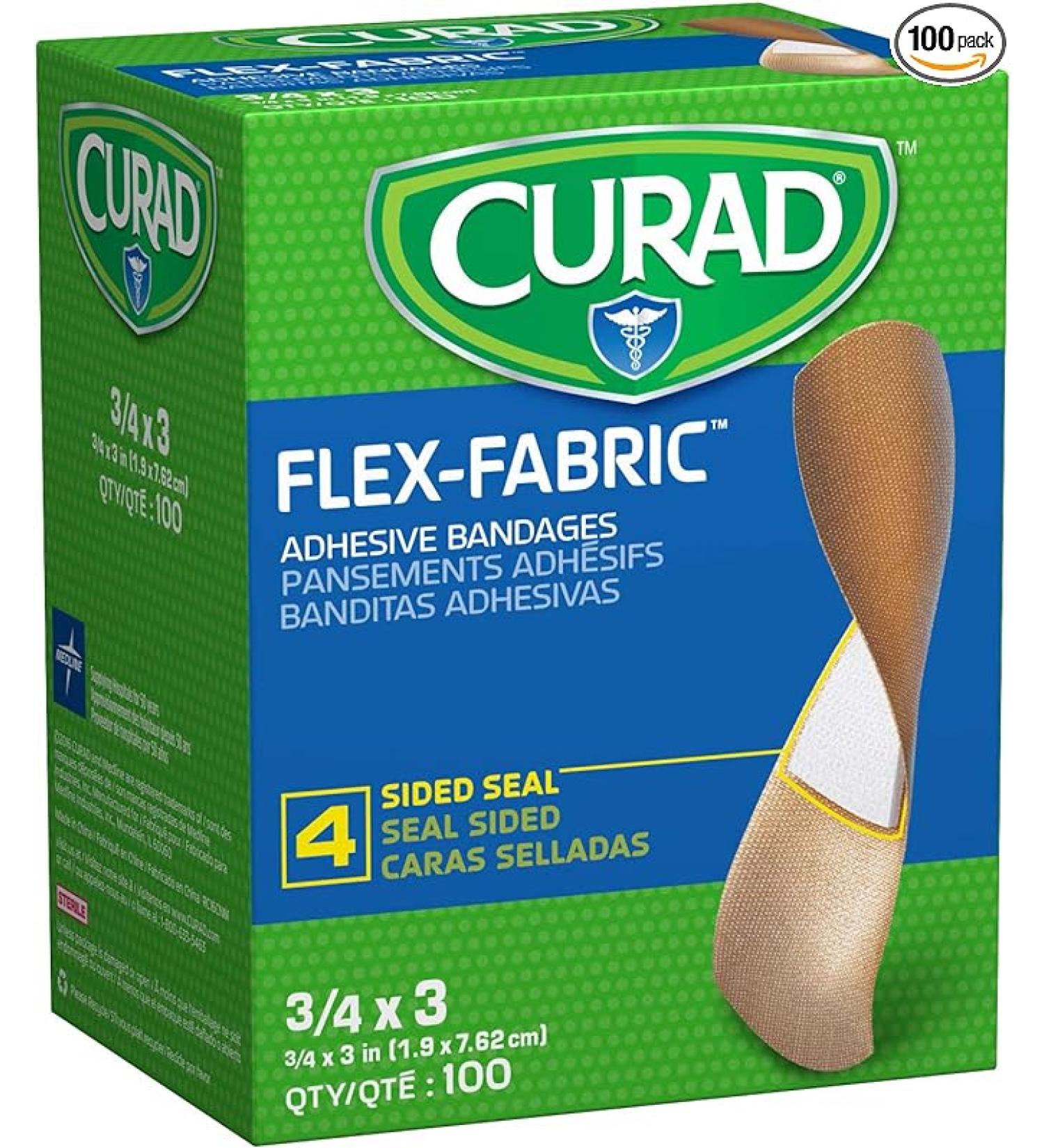 Curad Flex Fabric Adhesive Bandages 3/4 x 3 - Box of 100 | Flexible  Durable Bandage - Buy Online on GoSupps.com