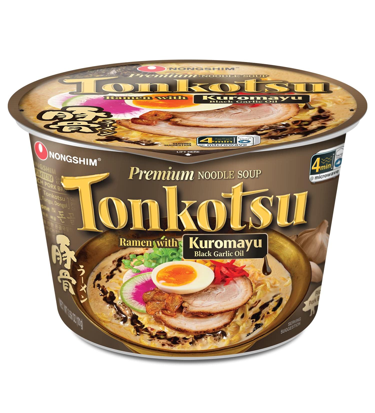 Nongshim Tonkotsu Ramen with Kuromayu Noodle Big Bowl 3.56 oz (Pack of 6) - Authentic Japanese Flavor in Every Bite! - Buy Online on GoSupps.com