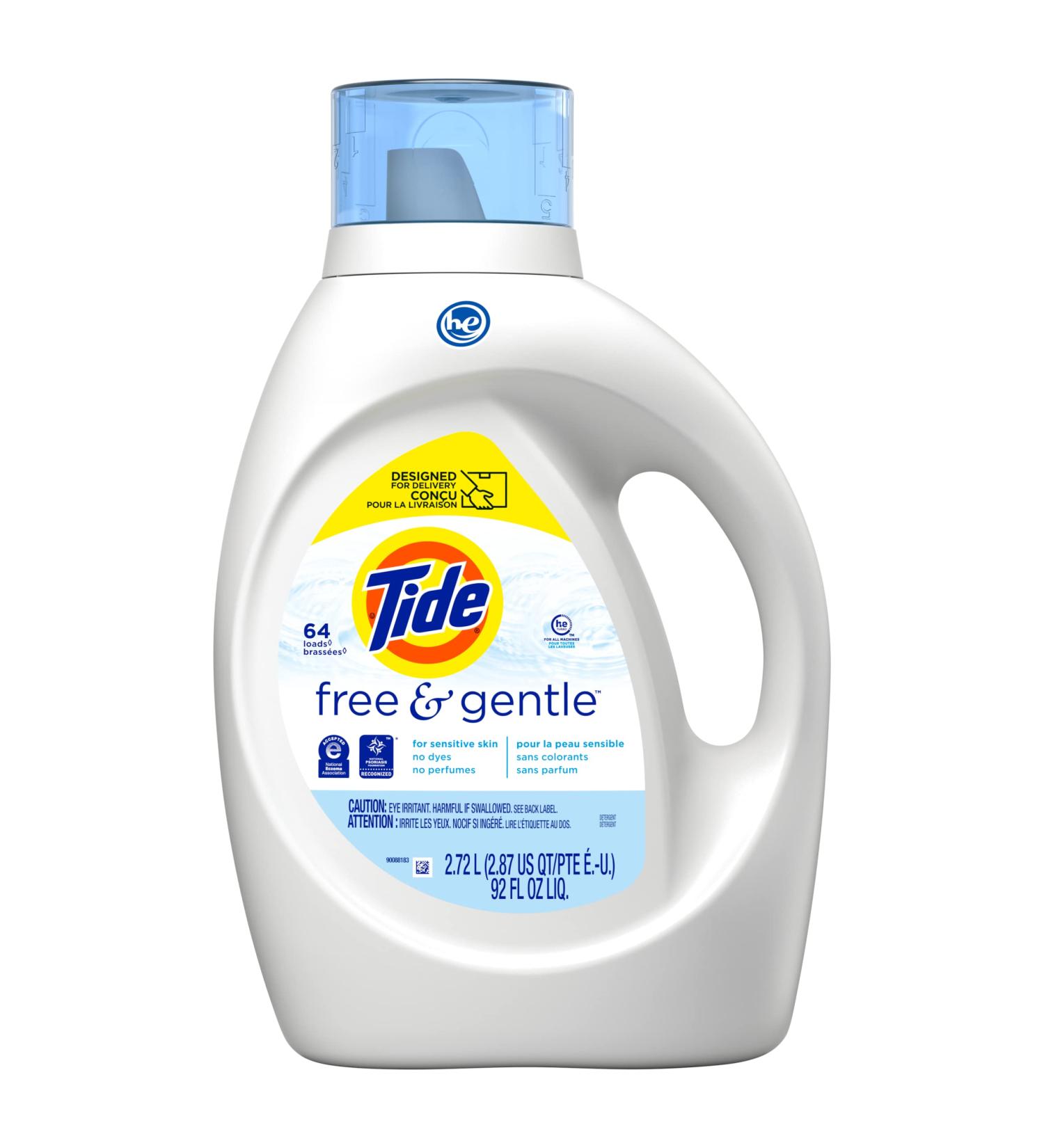 Tide Free & Gentle Liquid Laundry Detergent - 64 Loads  HE Compatible  92 fl oz - Buy Online on GoSupps.com