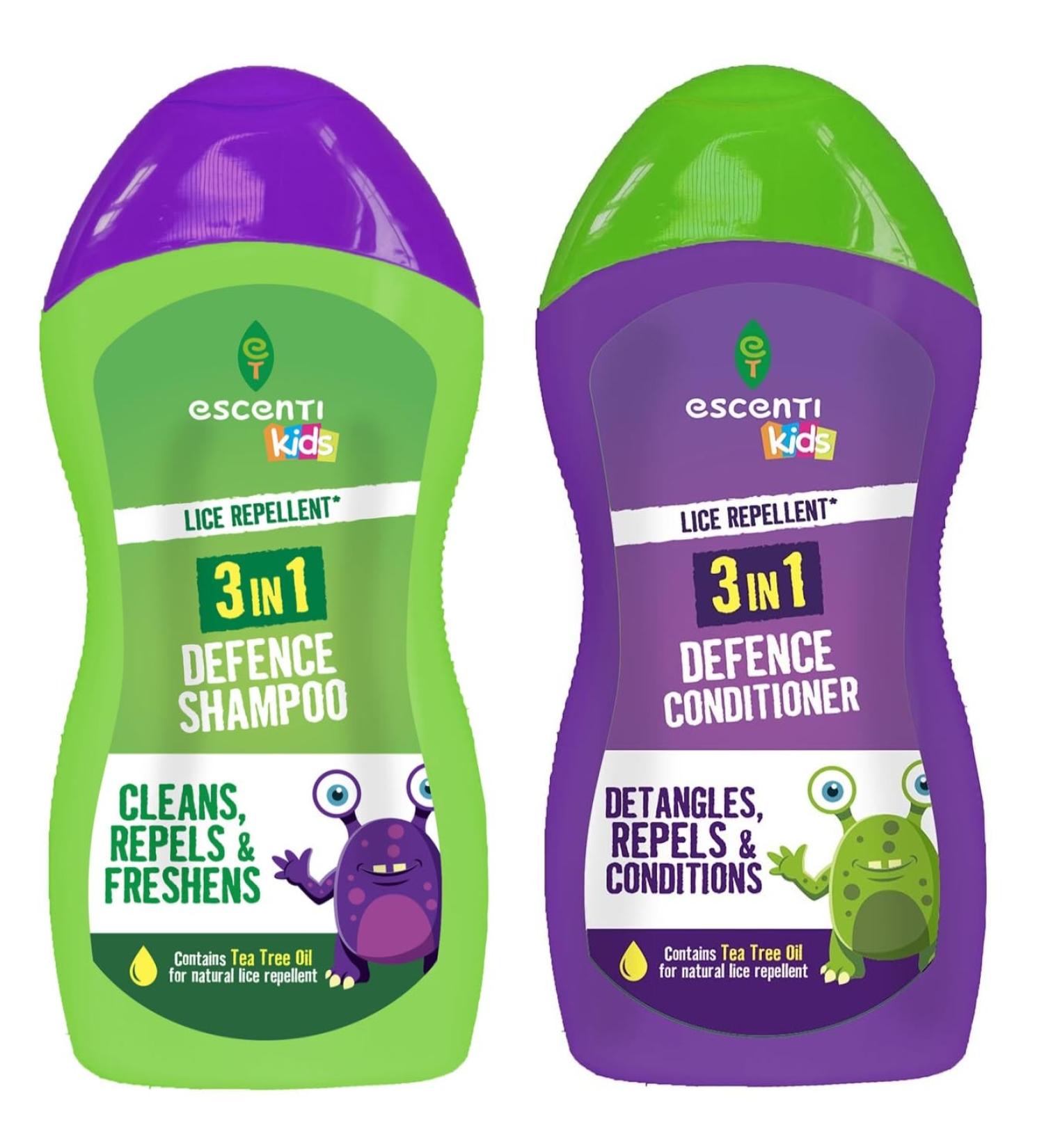 Escenti Head Lice Shampoo and Conditioner Bundle Lice Repellent 3 in 1 Defence Shampoo 300ml - Buy Online on GoSupps.com
