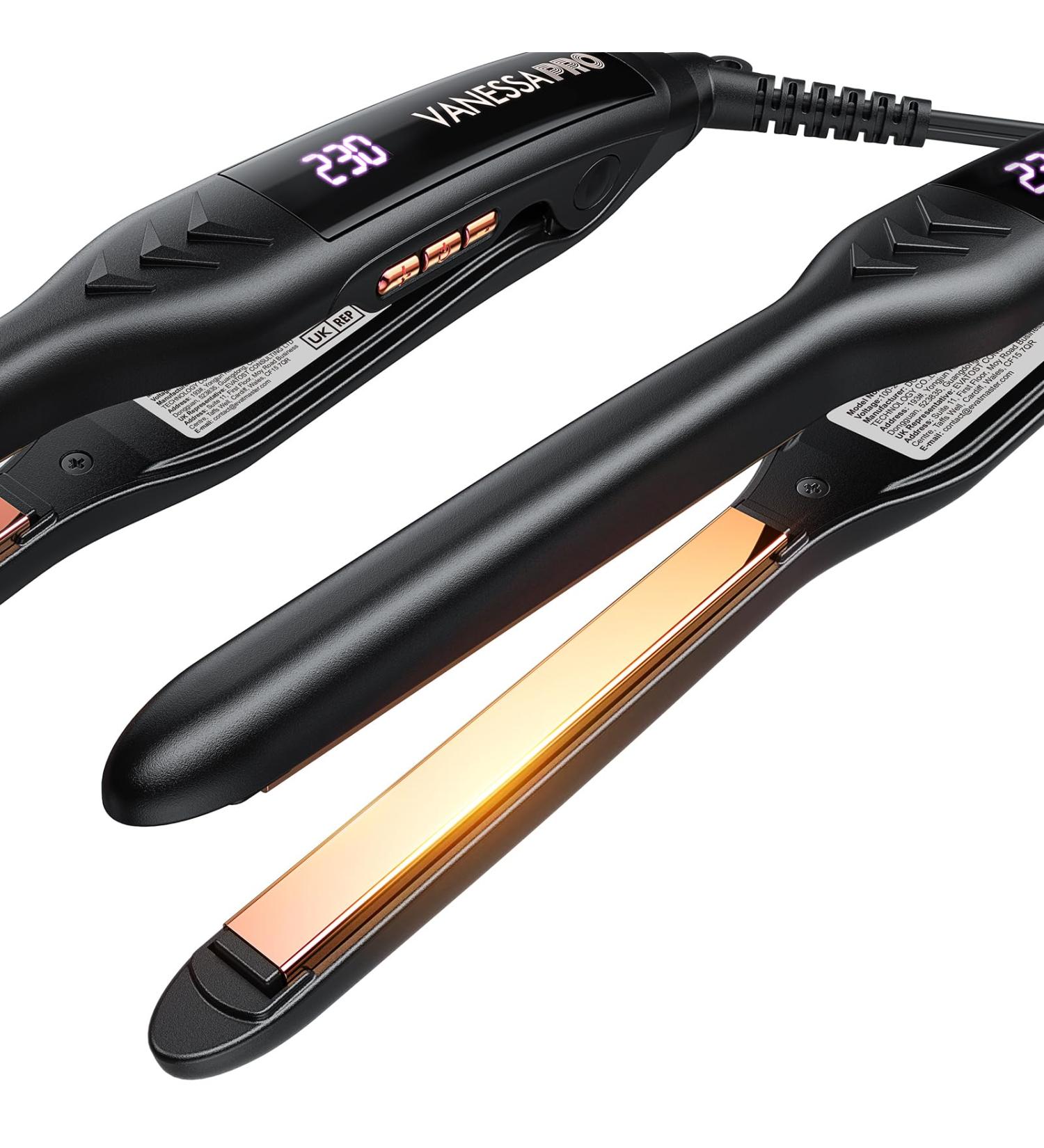 VANESSA PRO 100% Pure Titanium Hair Straightener - 0.3-inch for Short Hair | One Pass Sleek Look, Beautiful Curls, Straightens Well - Buy Online on GoSupps.com