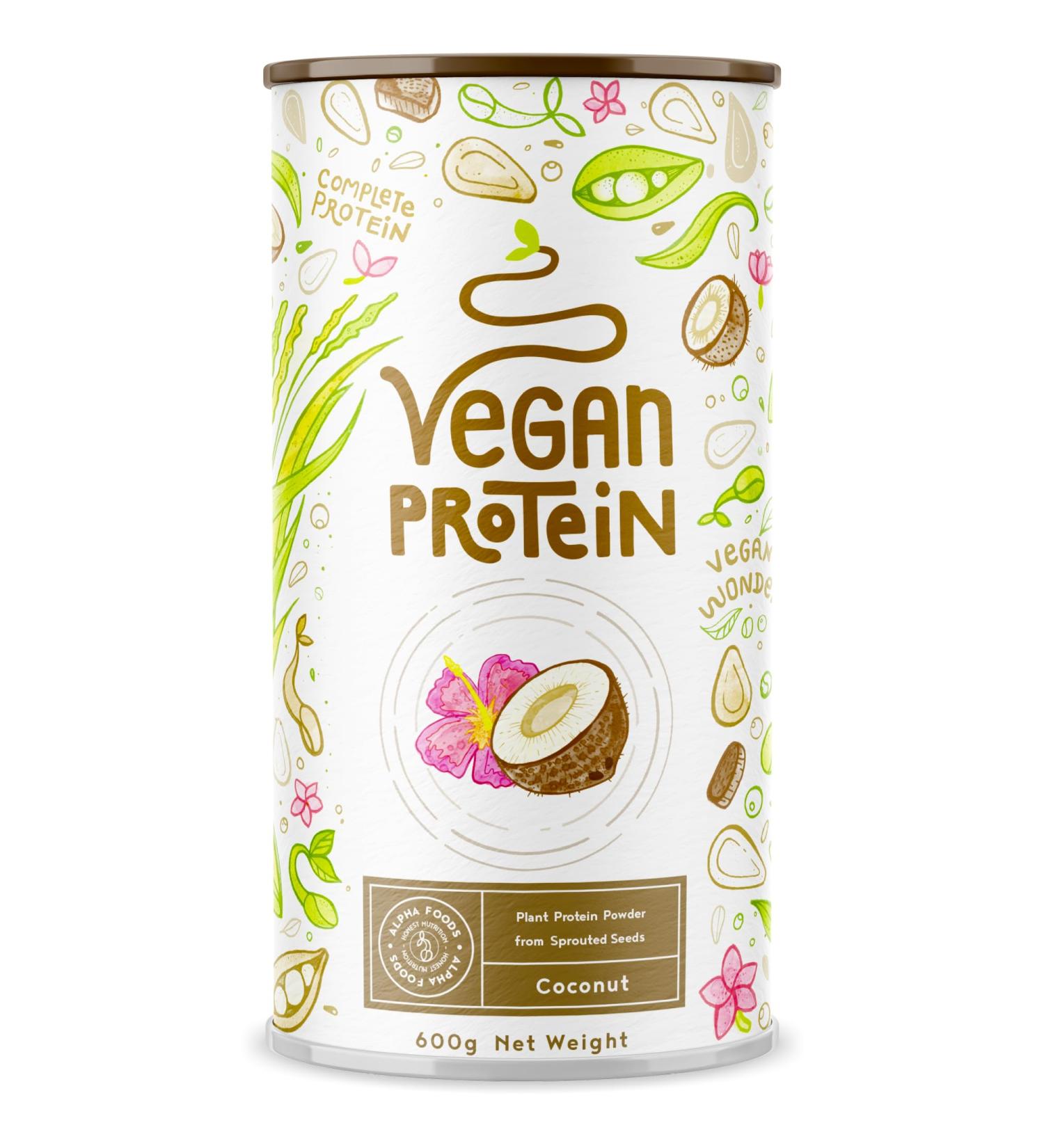 Buy Vegan Coconut Protein Powder - 600g | Plant-Based Protein from Rice Peas Soy Linseed & Seeds - International Shipping Available - Buy Online on GoSupps.com