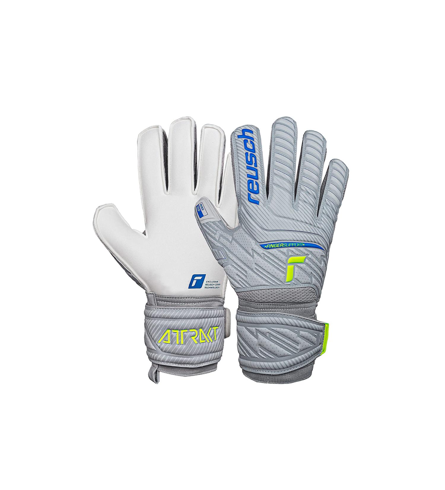 Reusch Men s Attract Finger Support Goalkeeper Gloves - Unisex Outer Seam Cut Grip Surface Light Gray-Blue-Yellow Adult Football Gloves with Finger Protection - Size 8 - Buy Online on GoSupps.com