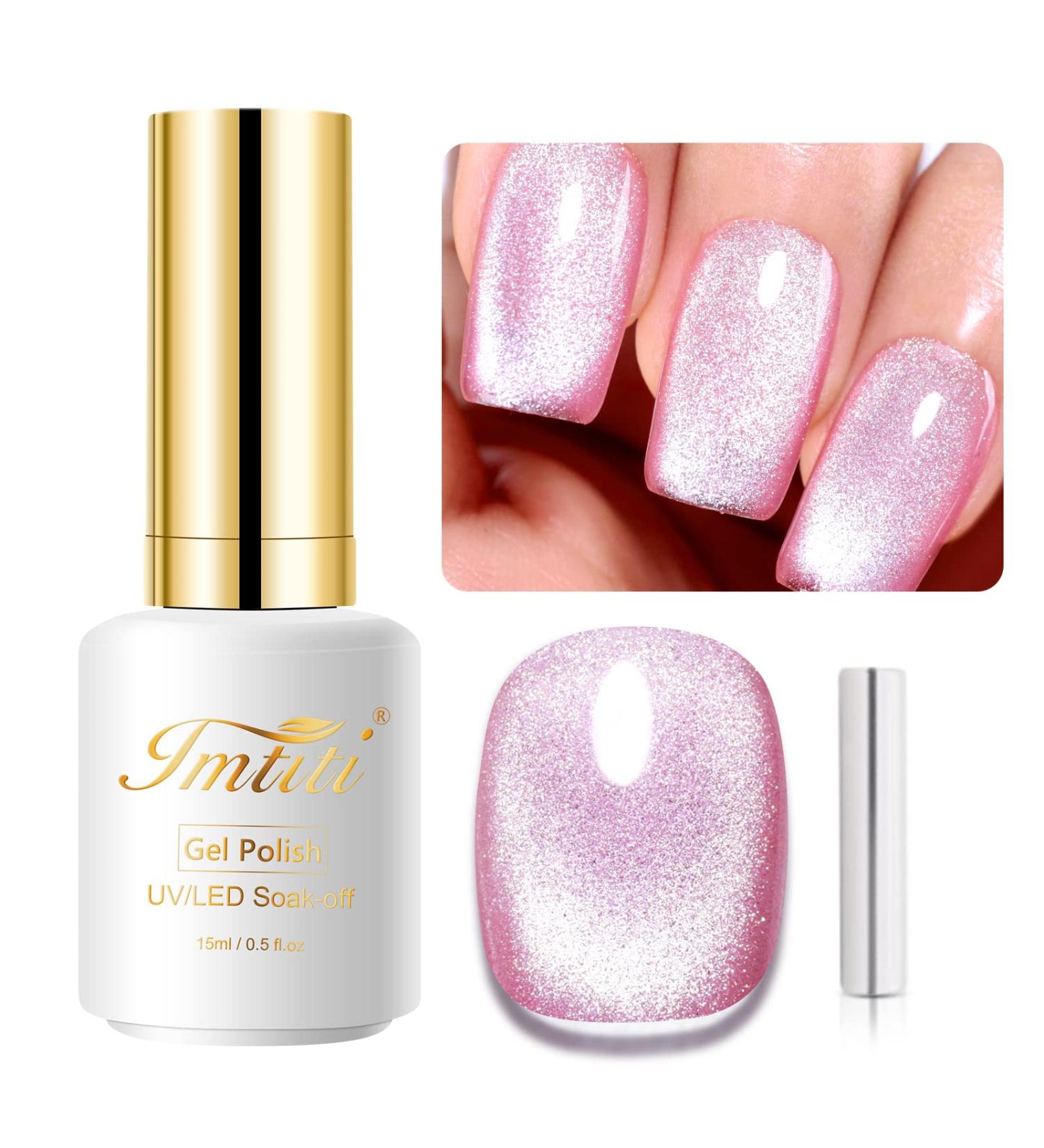Imtiti Hot Pink Holographic 9D Cat Eyes Glitter Magnetic Gel Nail Polish 0.5fl oz - UV Gel Polish with Magnetic Stick for Nail Salon - Buy Online on GoSupps.com
