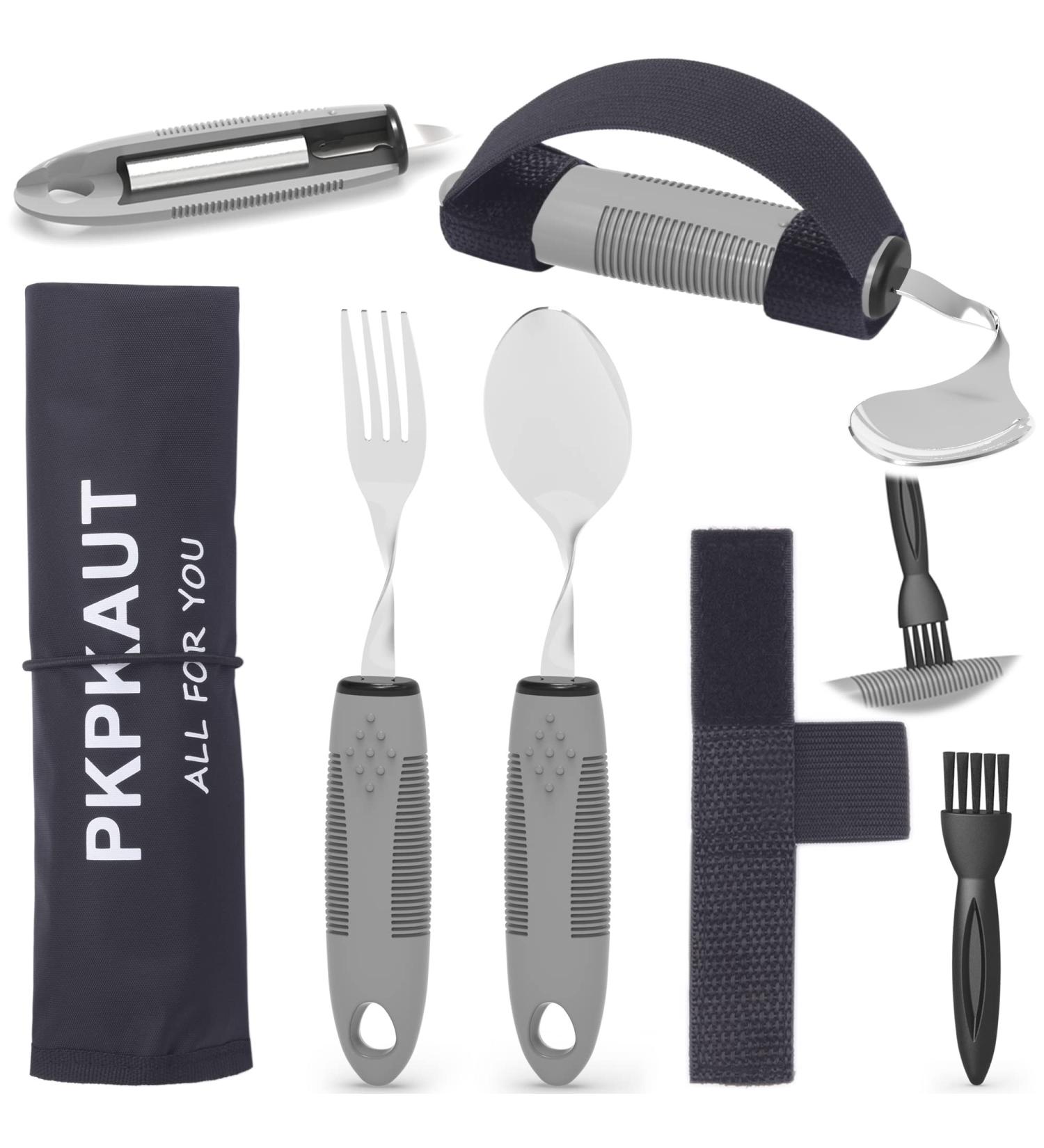 Pkpkaut Adaptive Utensils for Parkinson's Patients | Weighted Cutlery Set for Tremors & Arthritis | 5-Part Meal Cutlery for Disabled & Seniors - Buy Online on GoSupps.com