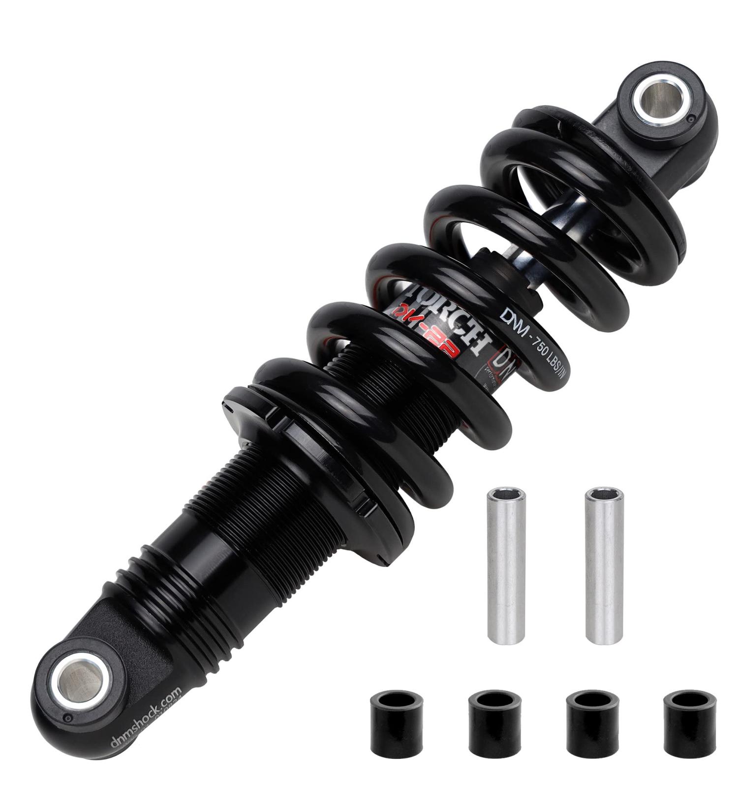 DNM Preload MTB Mountain Bike Rear Shock 165mm Eye to Eye 35mm Travel 750 Lbs Coil Spring with Extra Bushing - Black - Buy Online on GoSupps.com
