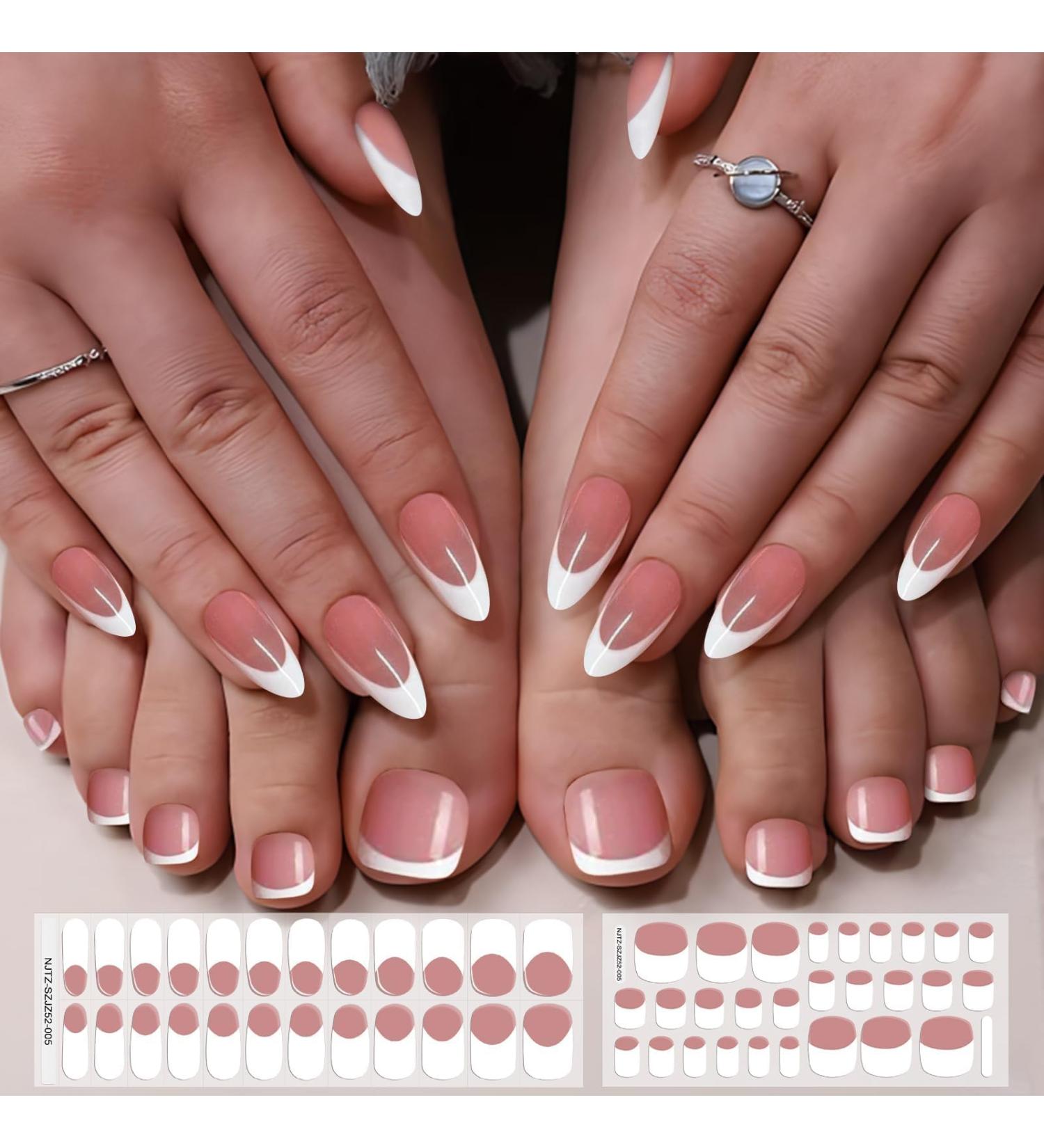 Buy EBANKU 52Pcs Semi-Cured Gel Toenail Strips - Long-Lasting French Sheer Jelly Nude Pink Nail Polish Stickers for Toes - UV Light Required - Perfect Manicure & Nail File Included - Buy Online on GoSupps.com