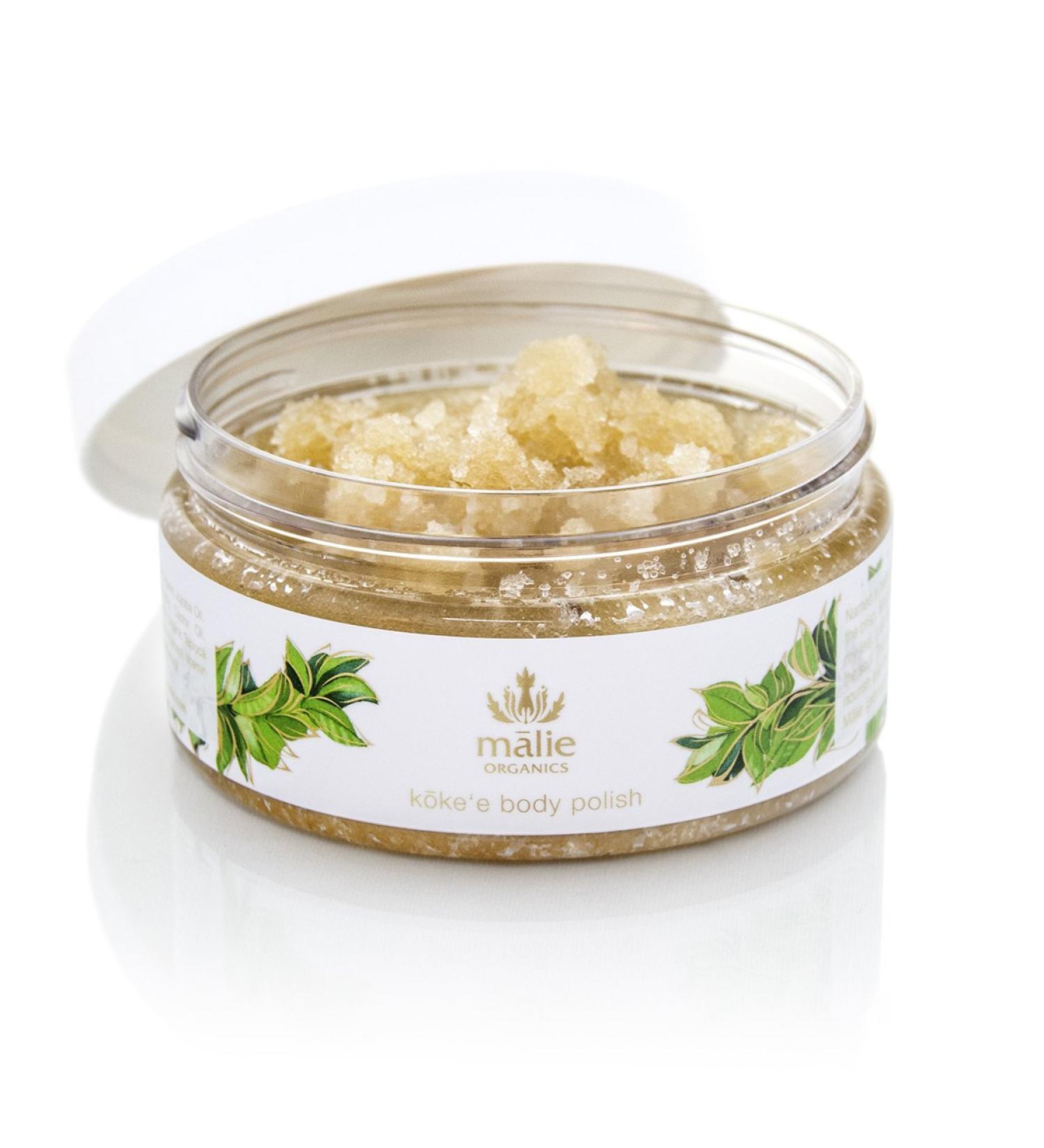 Malie Organics' Koke'e All Natural Exfoliating Organic Body Polish to Exfoliate Nourish Moisturize and Hydrate Your Skin. 8 Fl Oz.