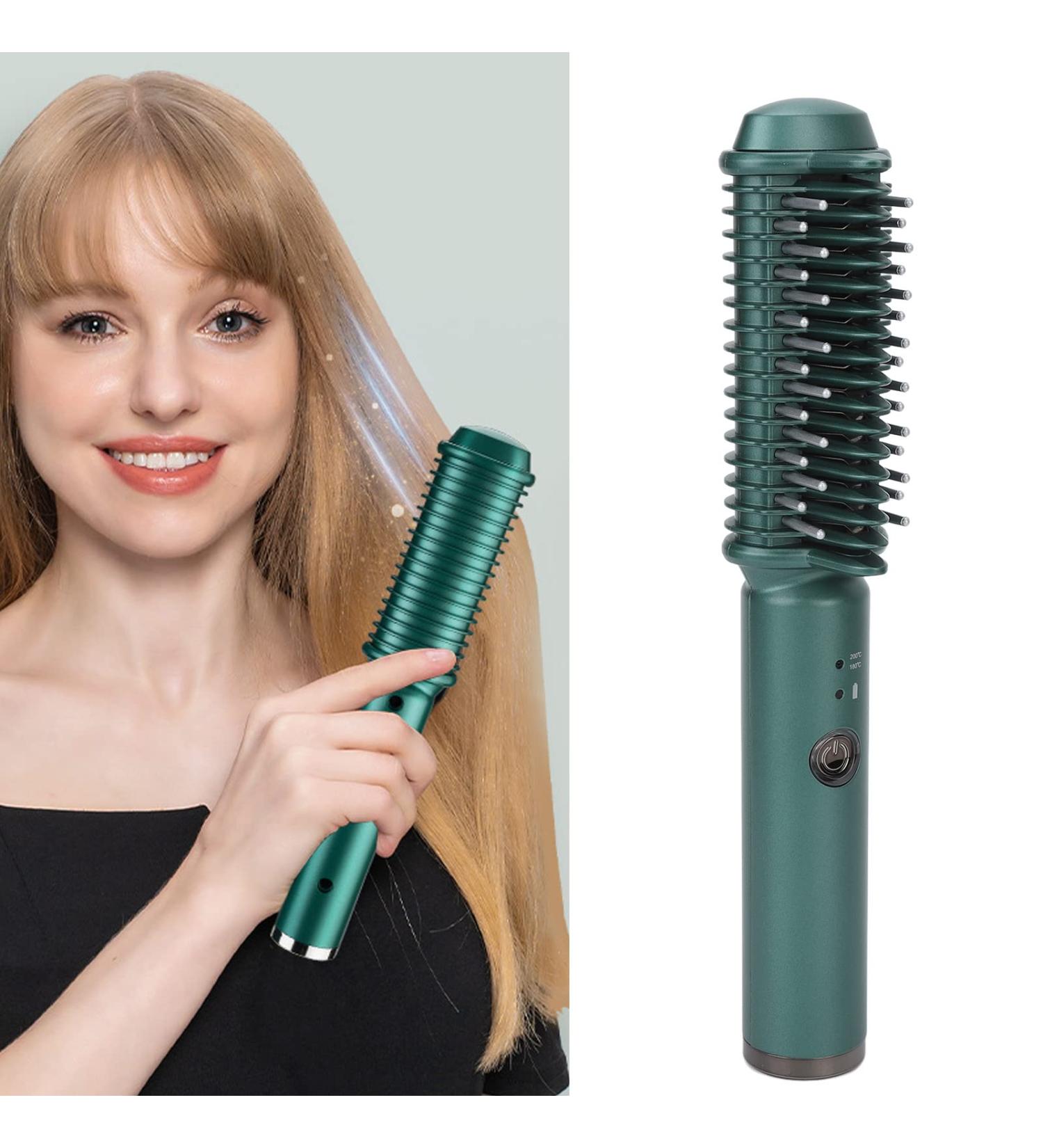 Buy Cordless Hair Straightener Brush for Women - USB Rechargeable Fast Heating Hair Styling Tool - Buy Online on GoSupps.com