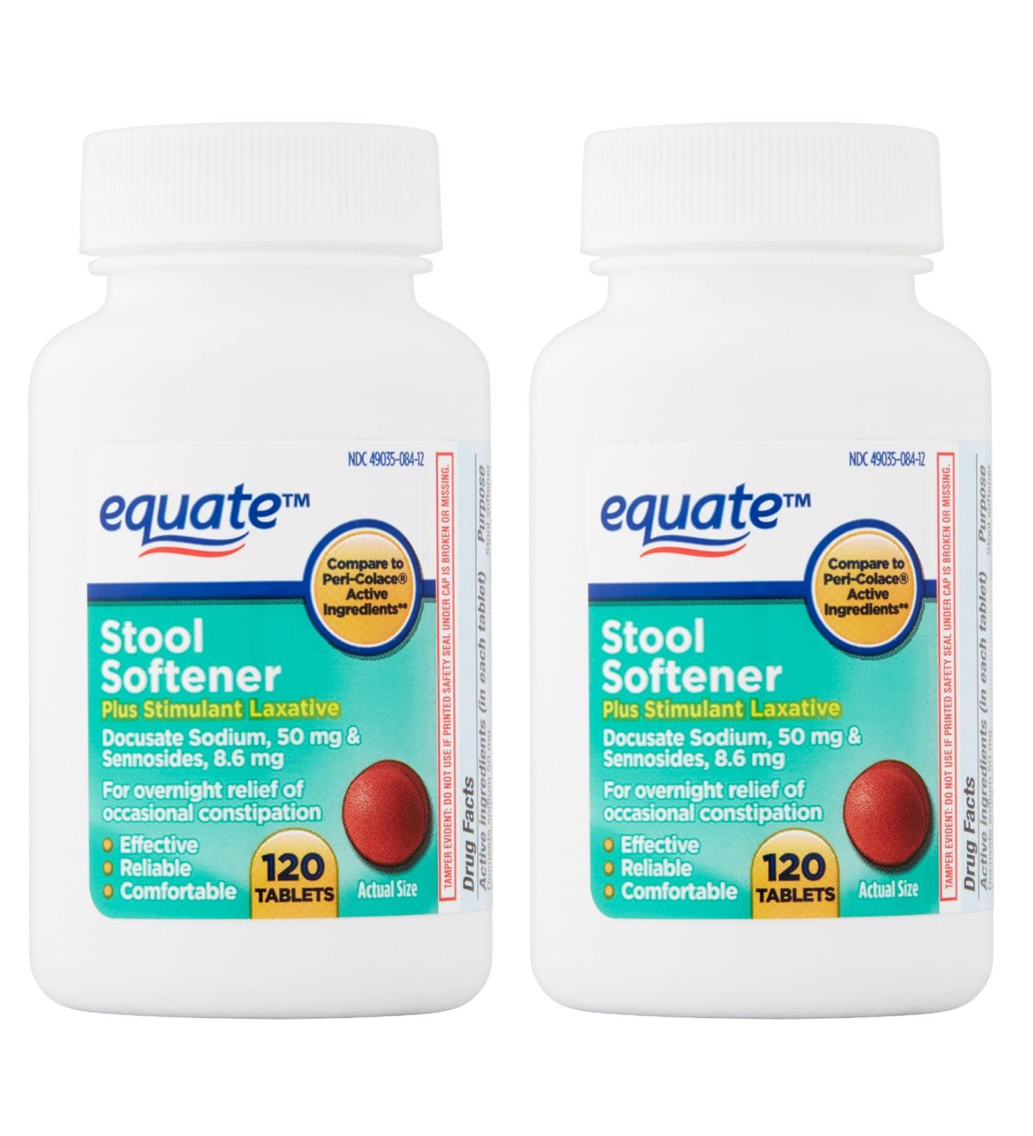 Equate Stool Softener & Stimulant Laxative 240 Tablets - 2 Bottle Bundle - Buy Online on GoSupps.com